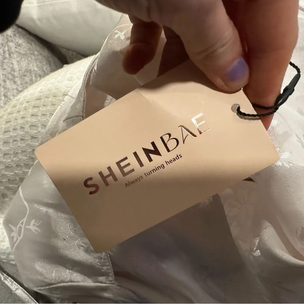 Shein Bae Floral Jacquard Draped Collar Slit Thigh Backless Halter Dress M NEW - Image 8