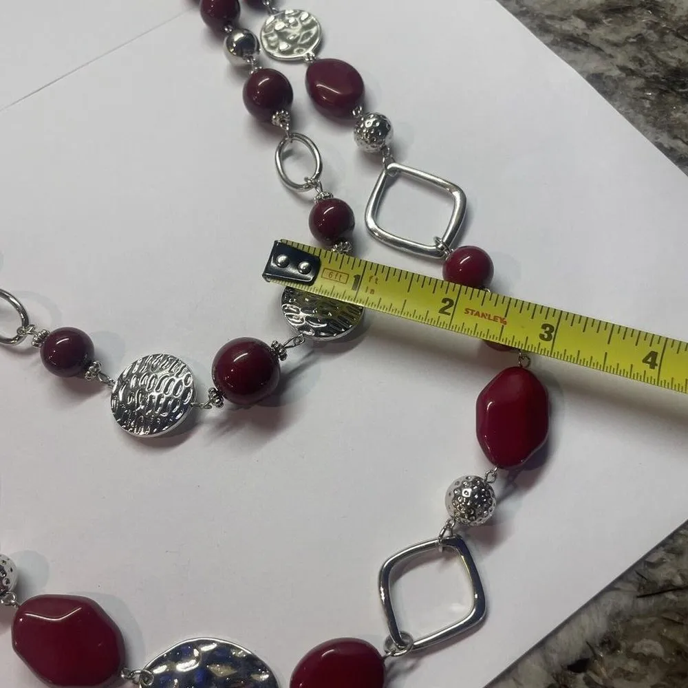 Color Kohl’s Necklace And Pierced Earrings Costume Set Silver Tone - Image 11