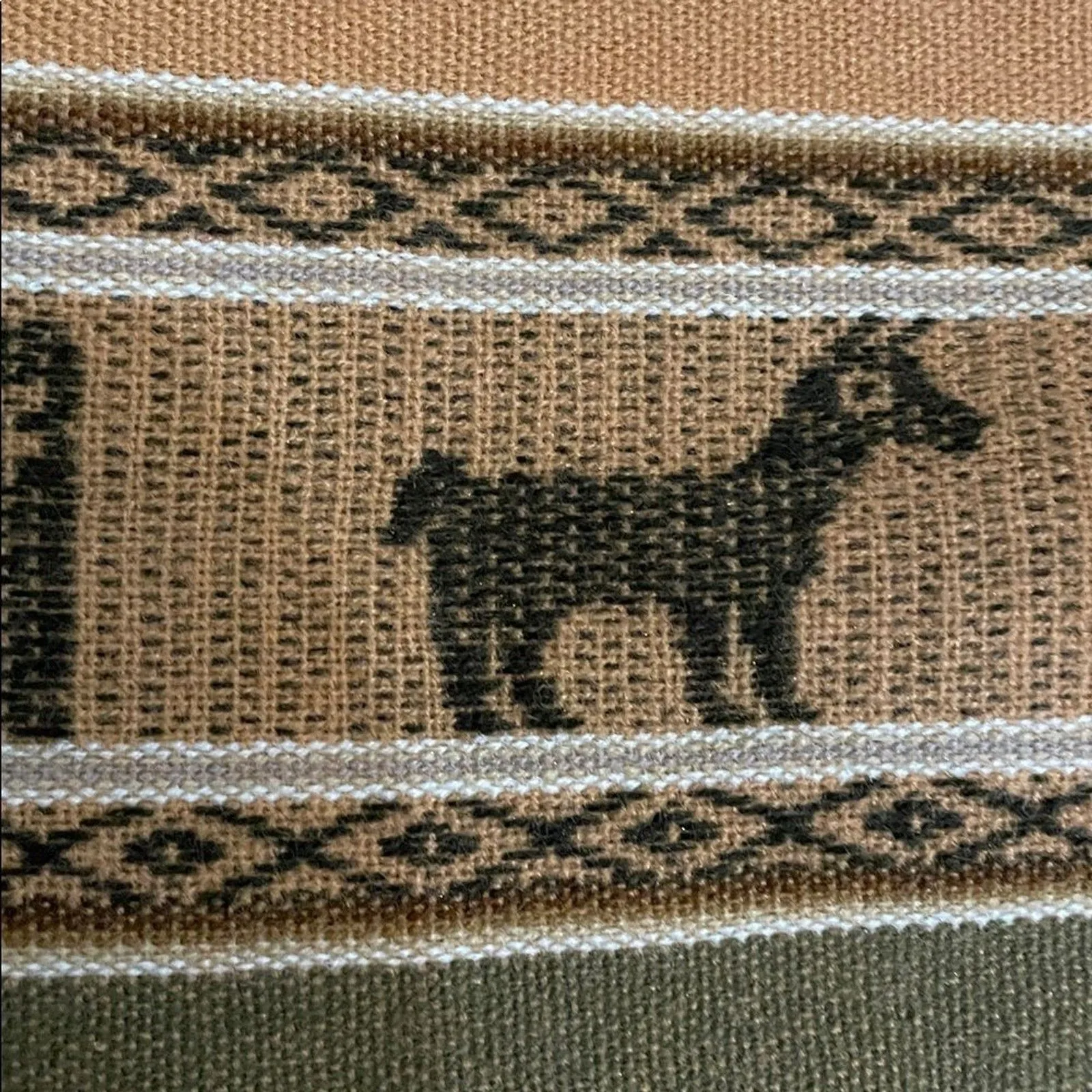 Brown Handwoven Peruvian Wool Wrap Shawl Andean Pattern 26x74 - Image 10