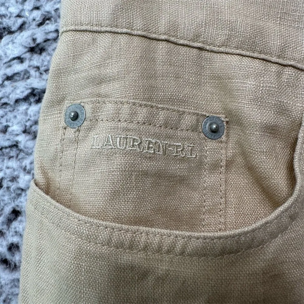 Lauren Ralph Lauren Women's Petite Linen Pants Beige 10P Preppy Coastal Nautical - Image 3