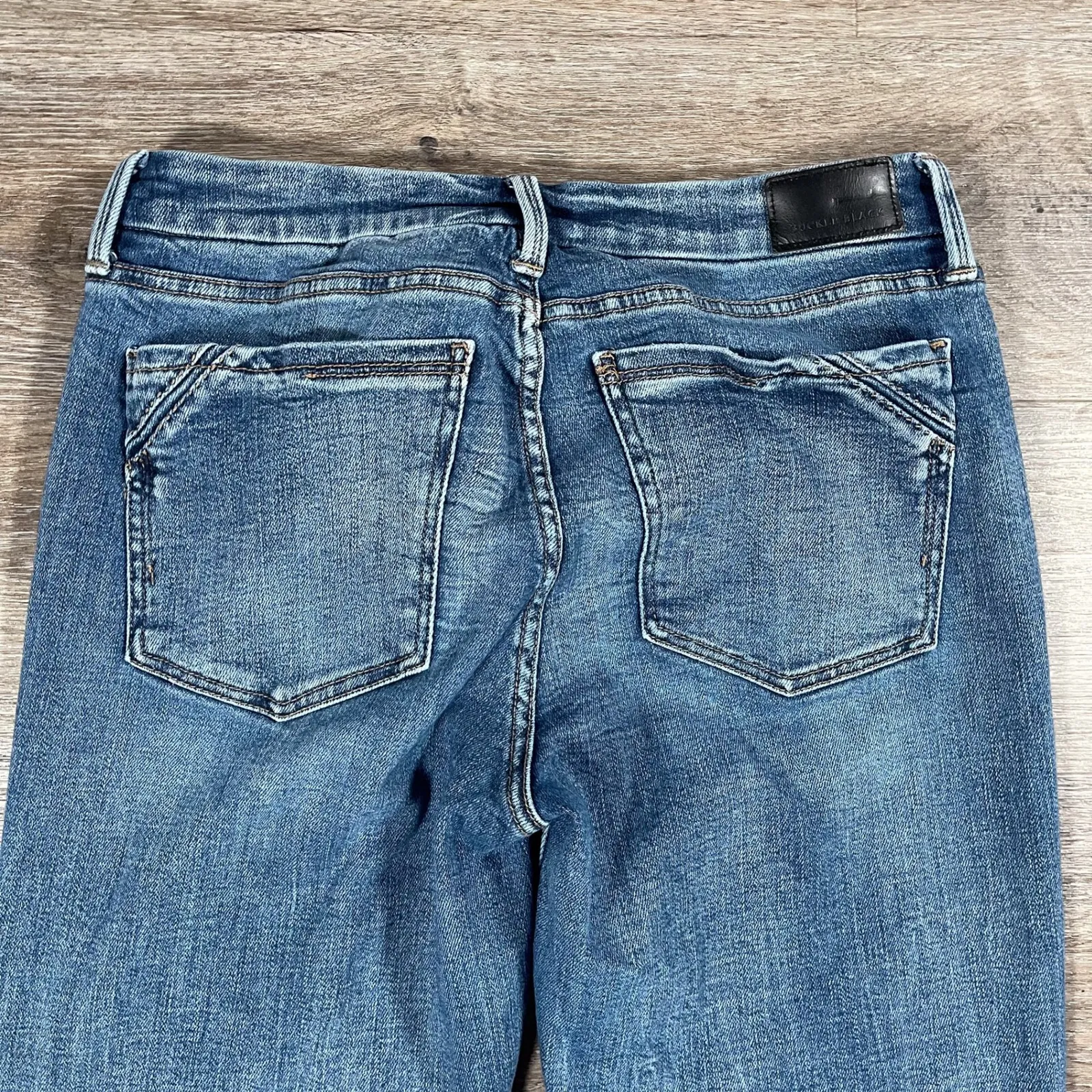 Buckle Black Women's Jeans Flare Leg Denim Fringe Hem Casual 31x32 Blue Size 31 - Image 8