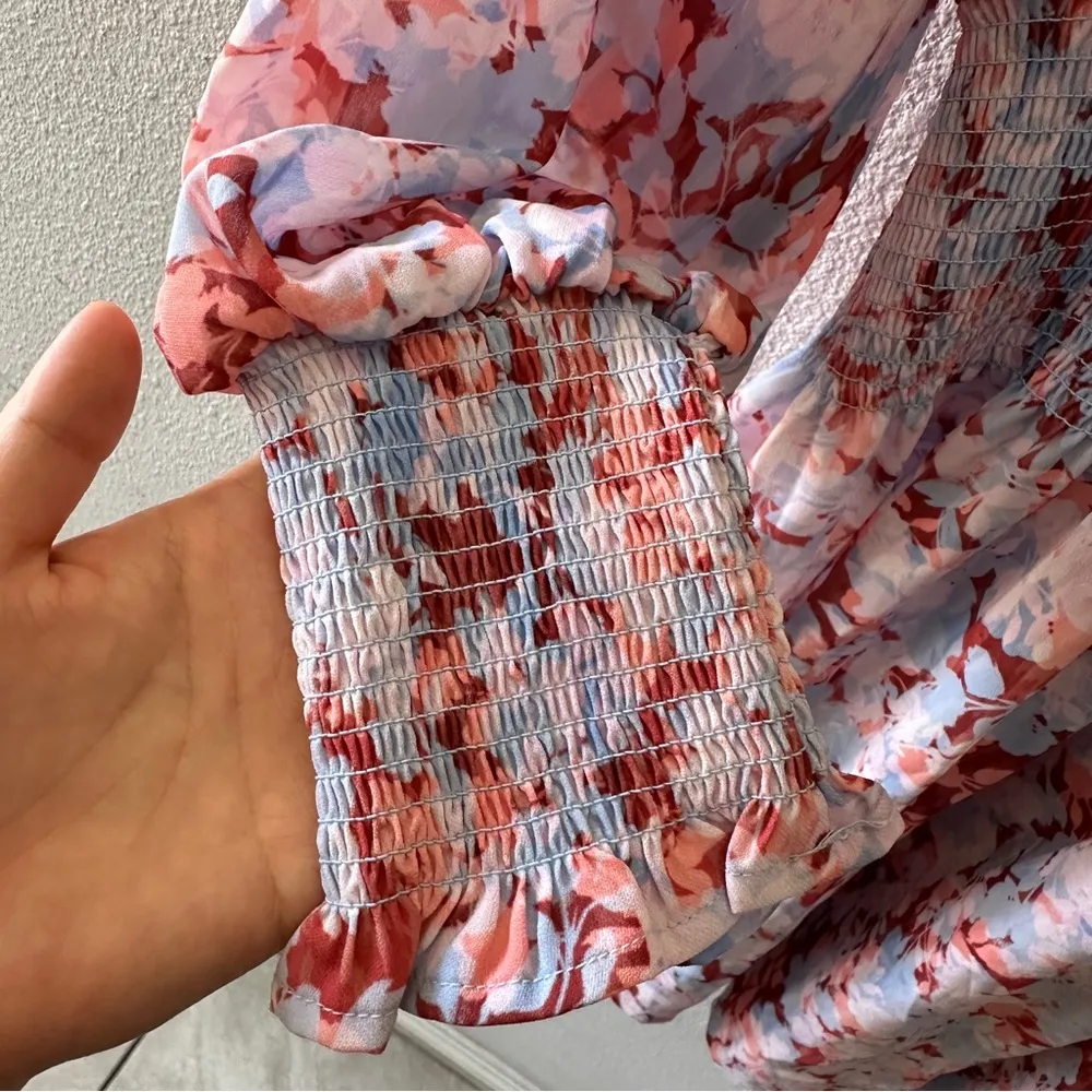 Koko+Mason Floral Long Sleeve Mini Dress Pink - Image 4