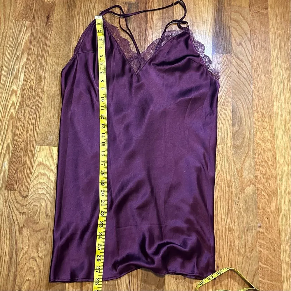 Victoria’s Secret Womens large Y2K Purple Spaghetti Strap Satin Lace Slip - Image 7