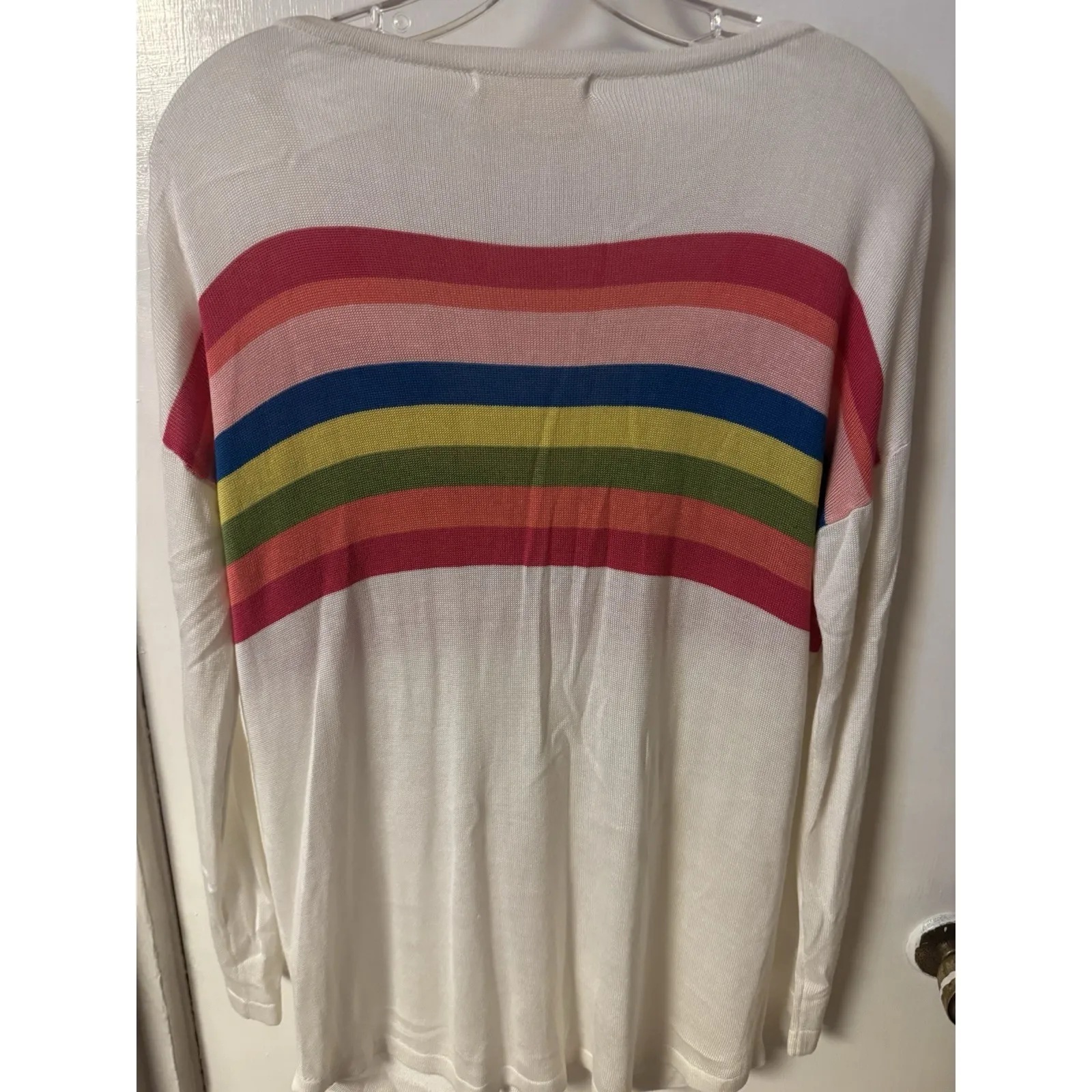 Hyped Unicorn  Lightweight Rainbow Striped Knit Cardigan Size Medium - Image 10