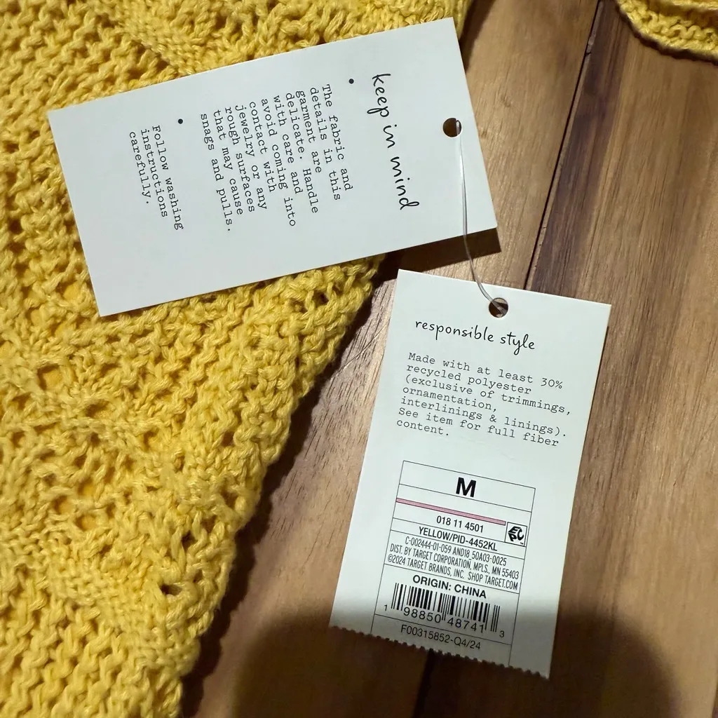 NWT a new day yellow crochet 2 piece set medium - Image 3