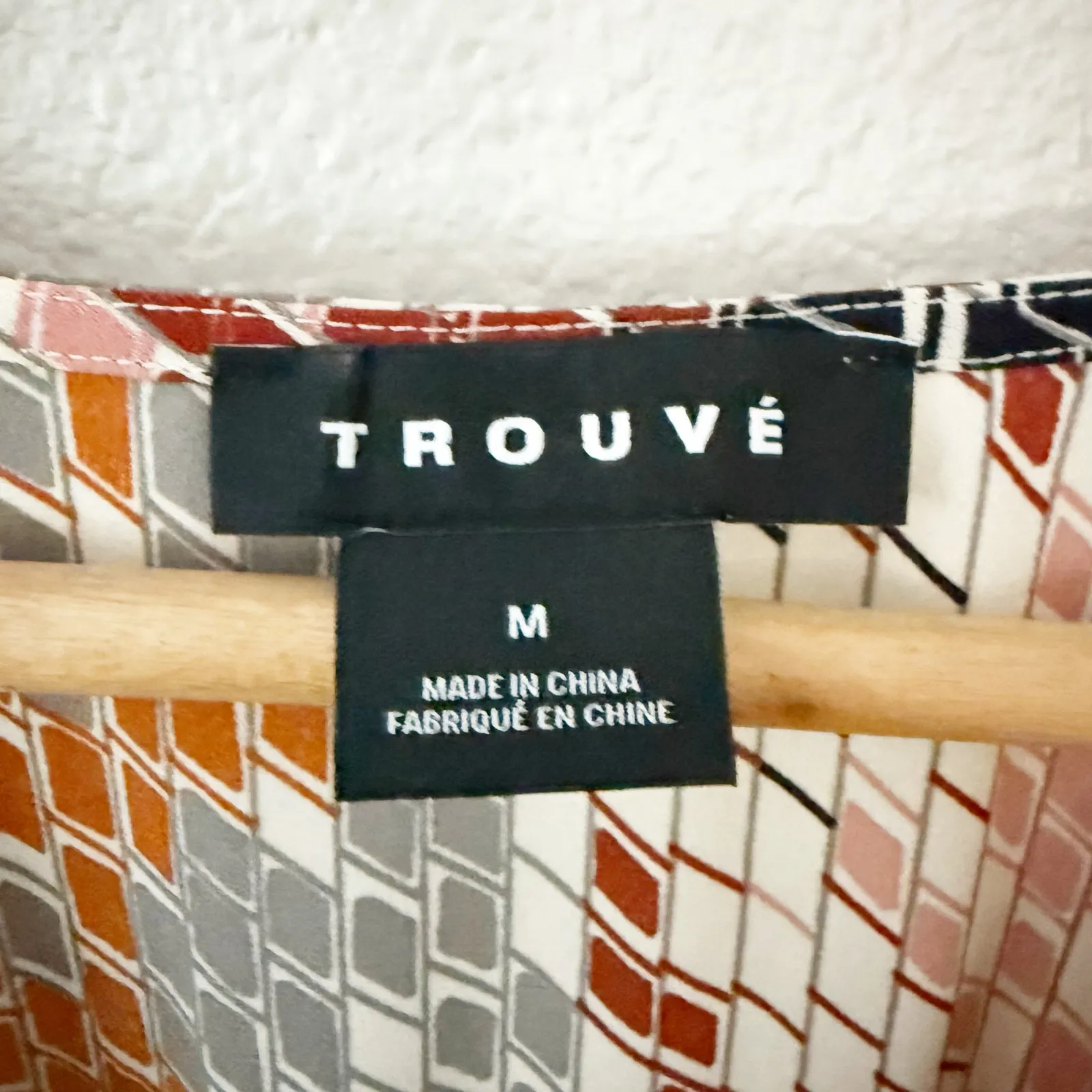 TROUVÉ | Wrap Blouse Belt Abstract Multi Colored Pixel Top Print Belted | Medium Pink - Image 5