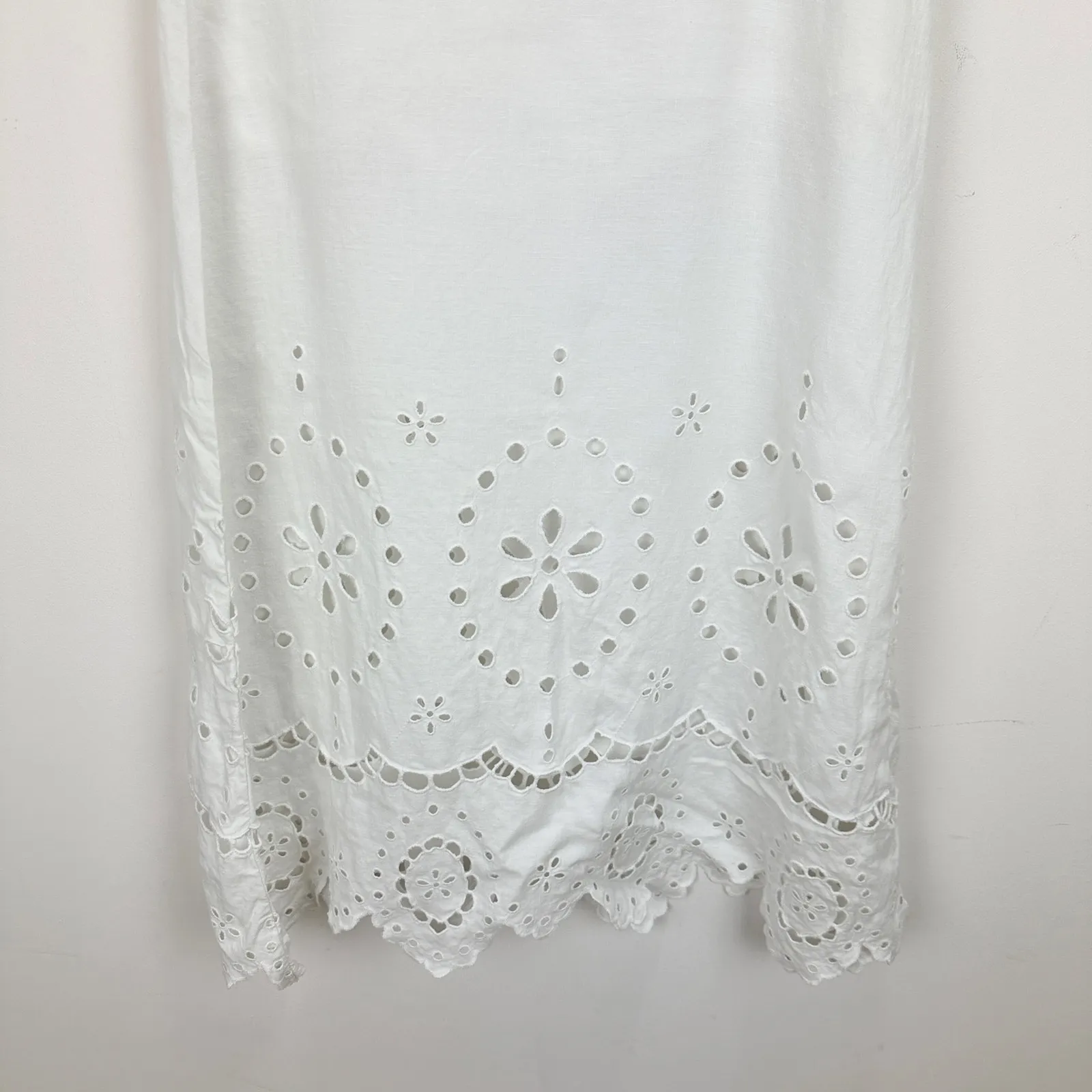 Madewell Eyelet Embroidered Maxi Skirt Linen Salt White Resort Boho US 00 NWT - Image 16