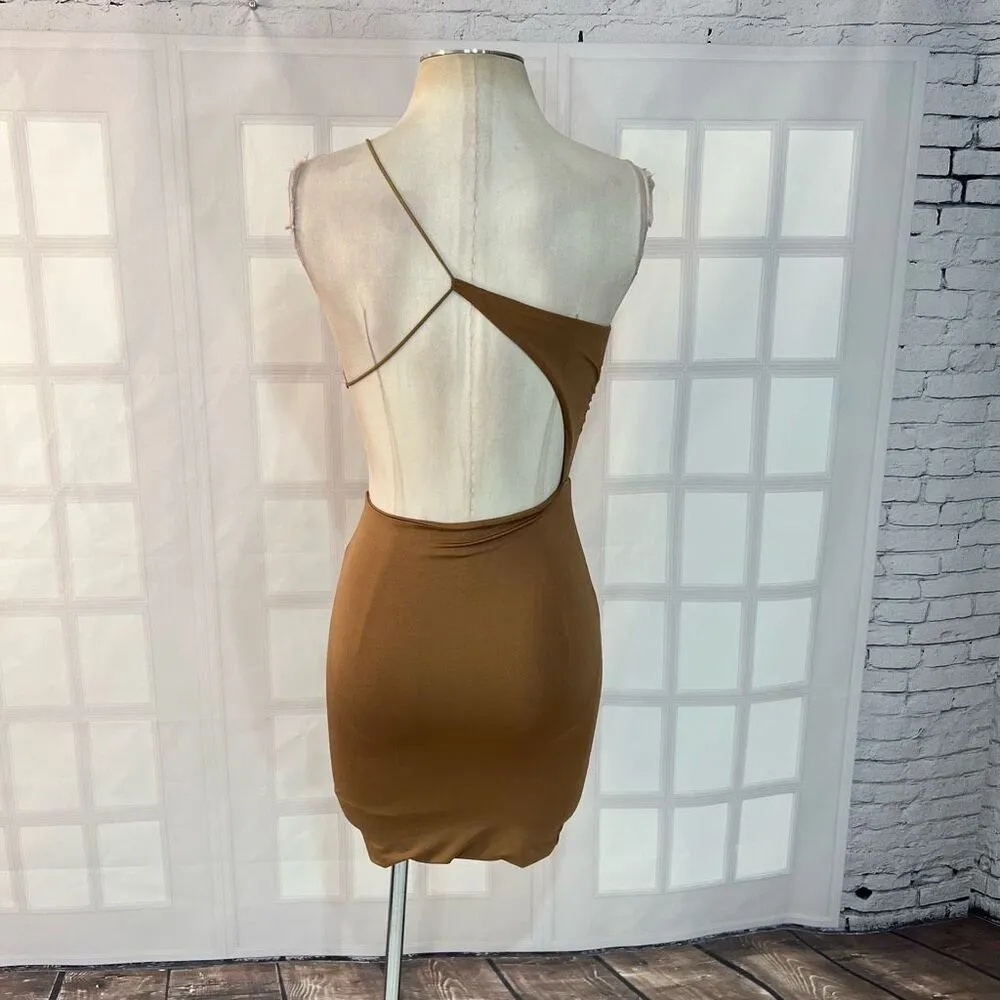 Princess Polly MIA ASYMMETRICAL MINI DRESS BROWN size 2 - Image 10