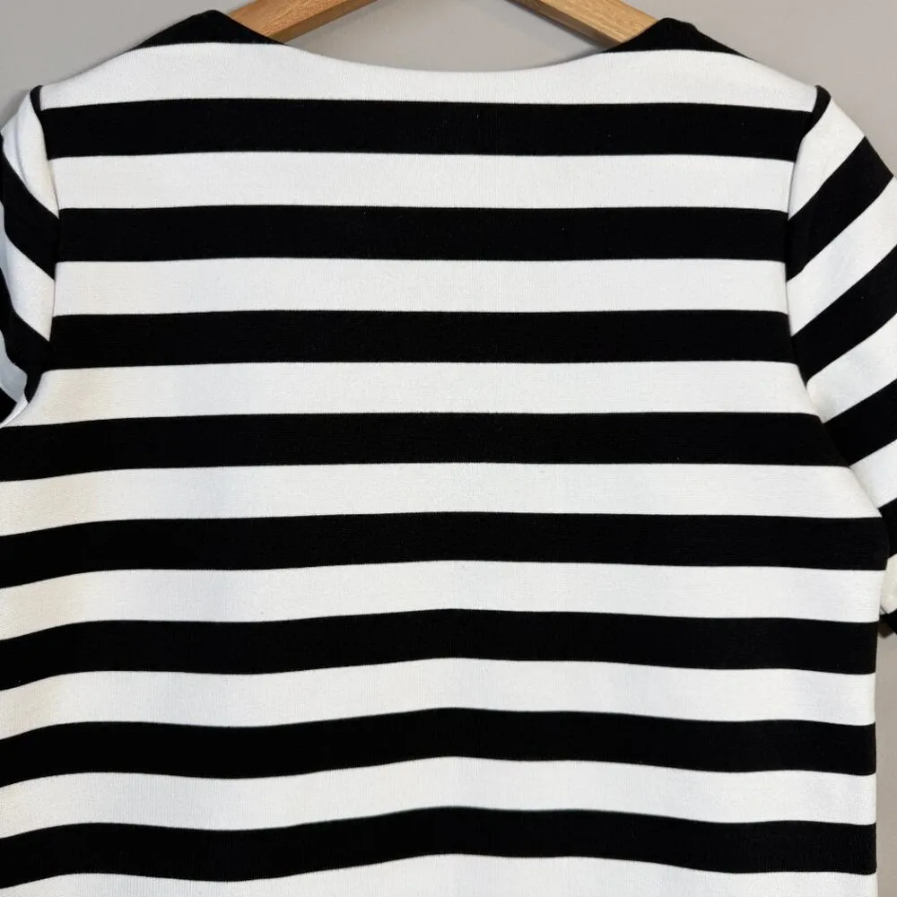 Club Monaco Haley Striped Shift Mini Dress Women's 2 Black White Classic Preppy - Image 12