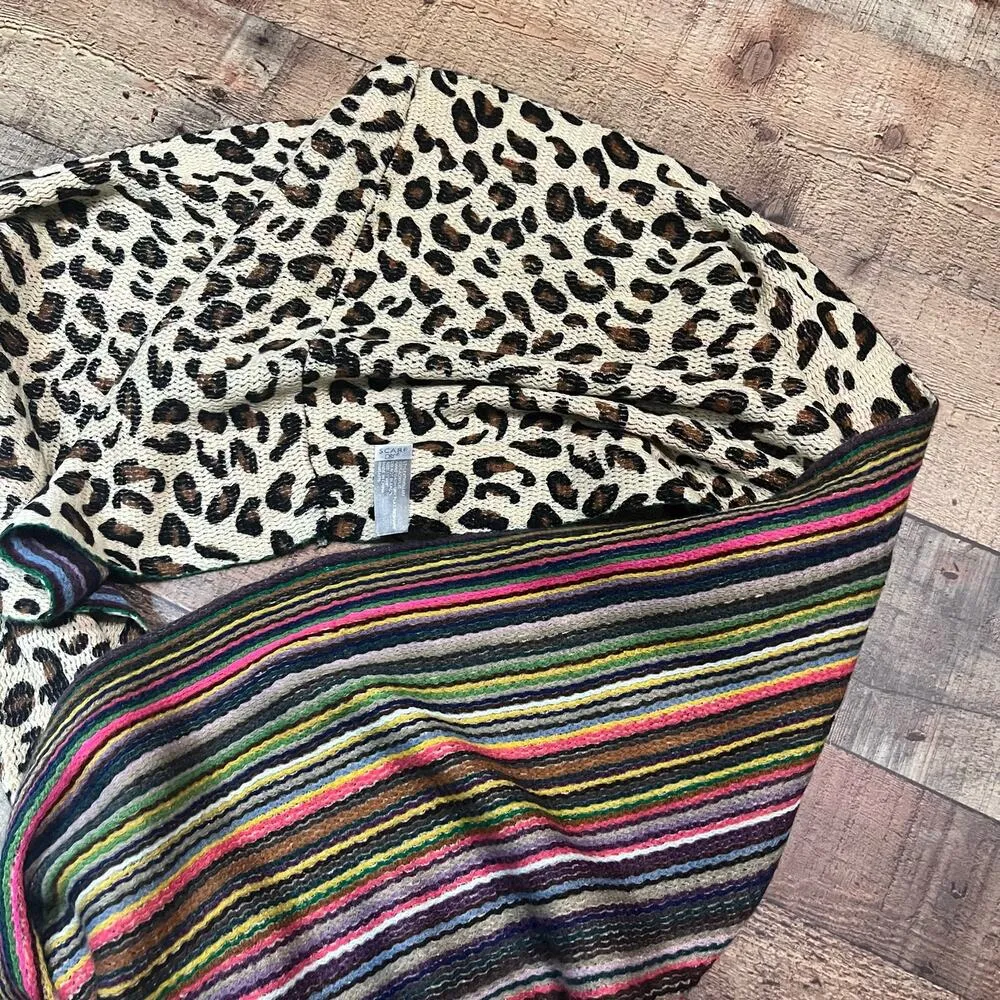 D&Y Scarf | Women's Reversible Leopard or Colorful Stripe Infinity Scarf - Image 3