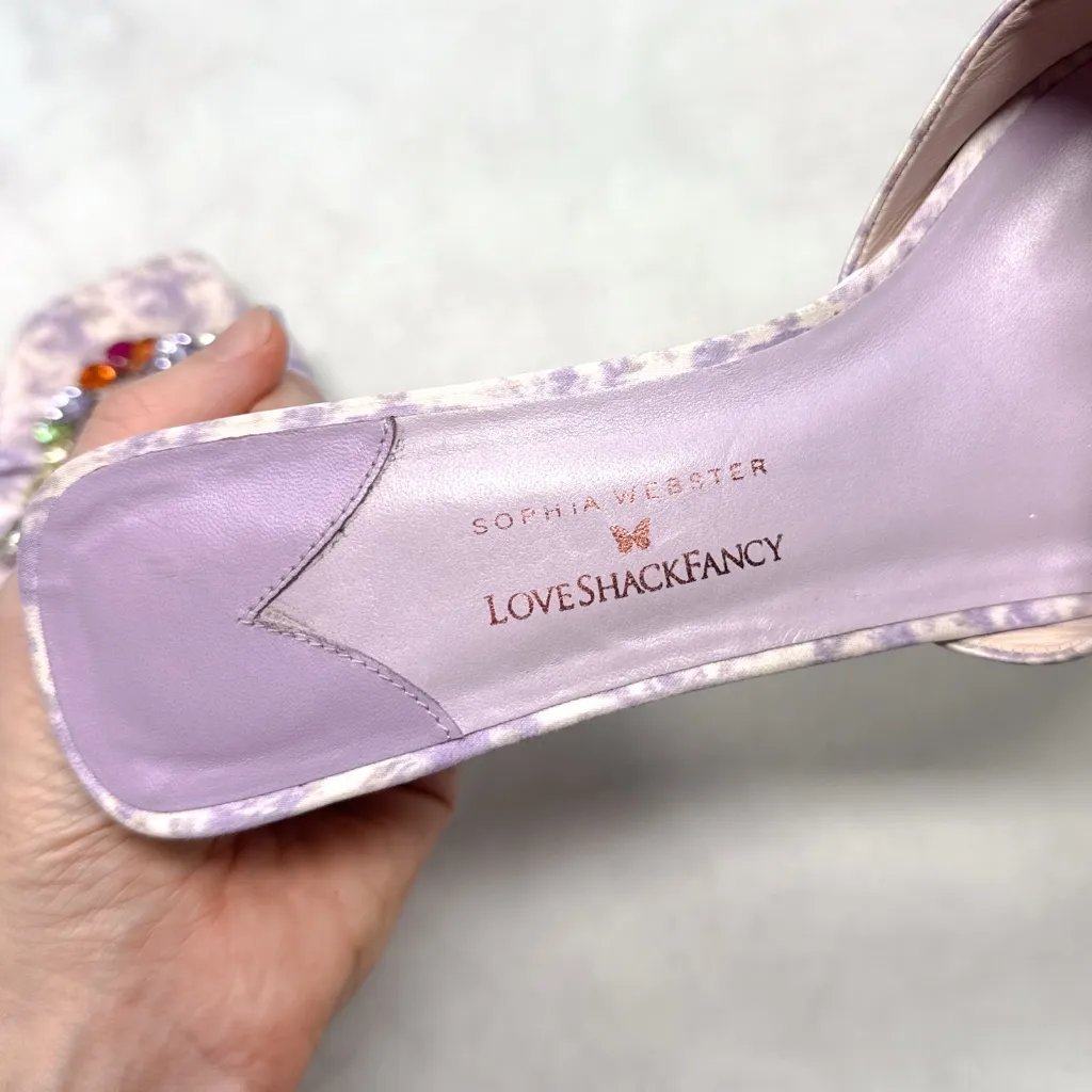 LoveShackFancy X Sophia Webster Margaux Mule Kitten Heel Sandals Lavender 39 - Image 12