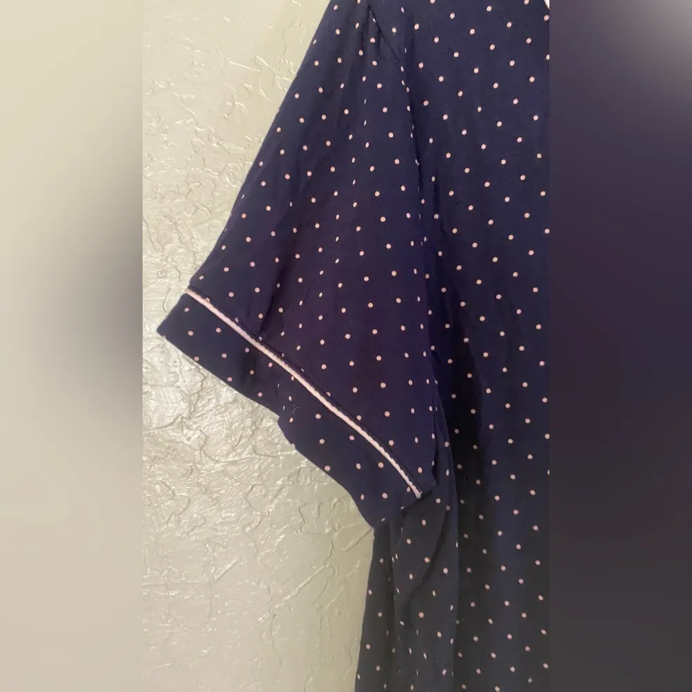 Kate spade new york Evergreen  Pajama Top Polka Dot Navy/pink Sz L Soft Comfy - Image 4