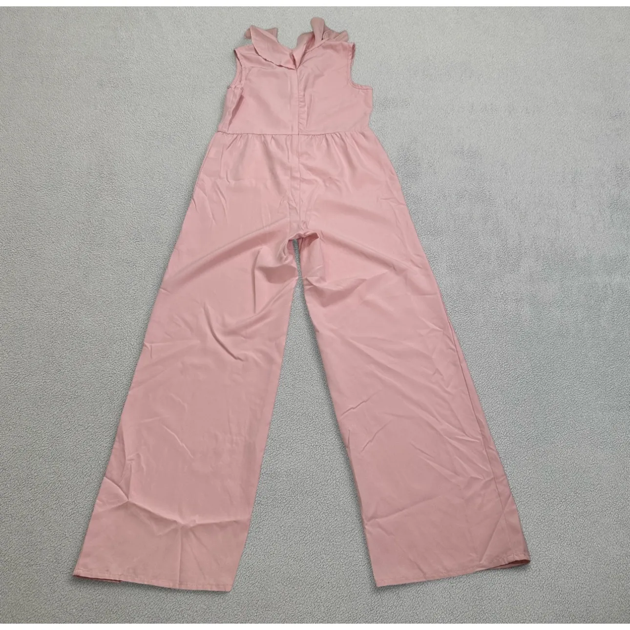 SHEIN Jumpsuit Pink Wide Leg Women Ruffle Neck Sleeveless Palazzo Pants Elastic - Image 2