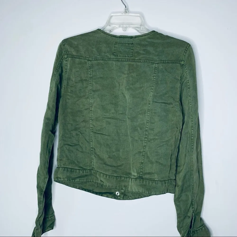 Anthropologie Sanctuary army green utility colorless linen  jacket size XS - Image 5
