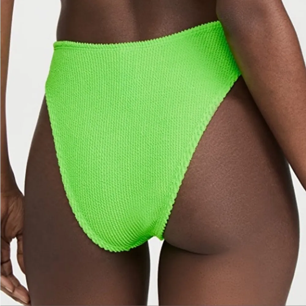 Good American Neon Green Chartreuse Always Fits Smocked Bikini Bottoms 00/0 NWOT - Image 2