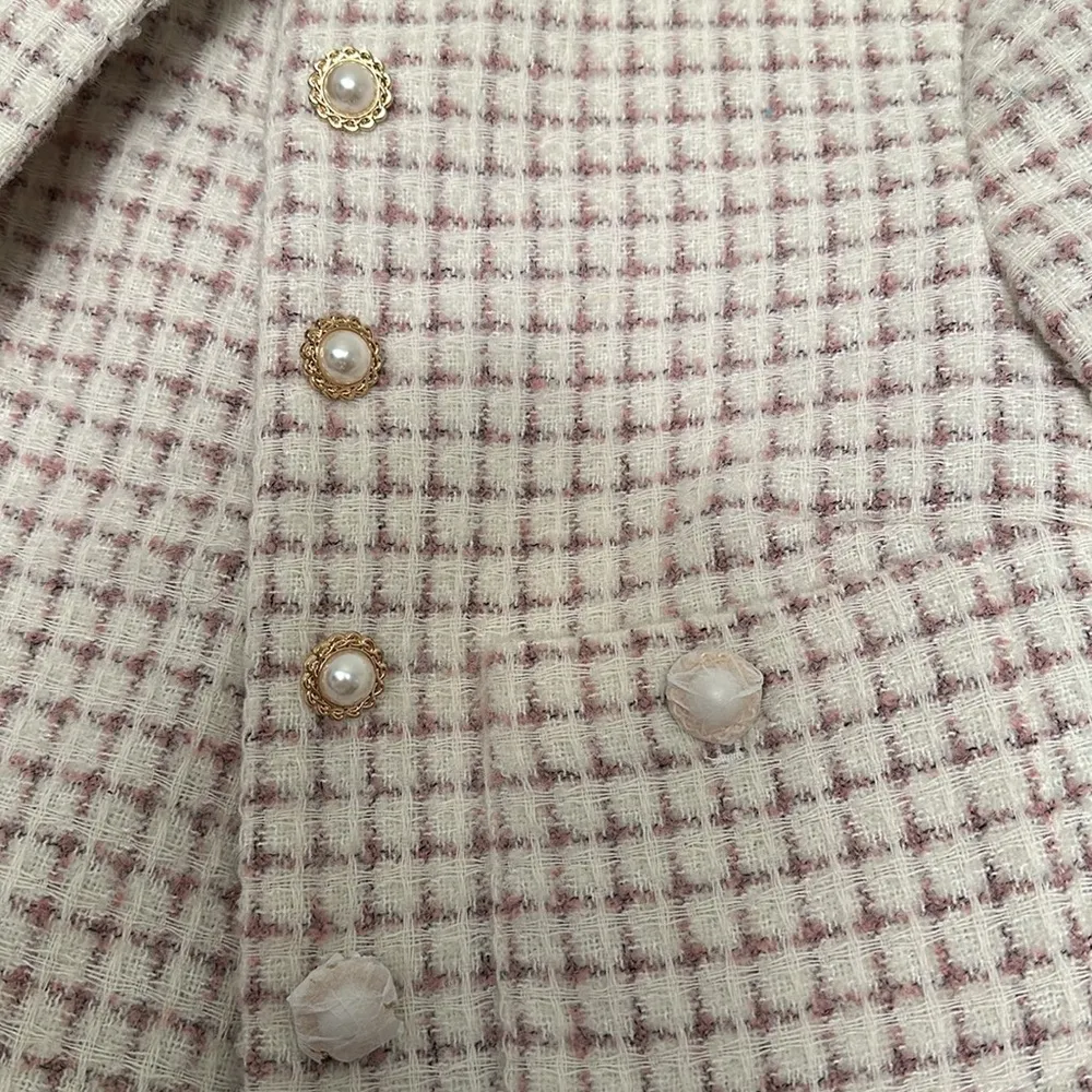 NWT House Of Harlow 1960 Houndstooth Cream Tweed Jacket + Skort 2 Piece Set Sz S - Image 3