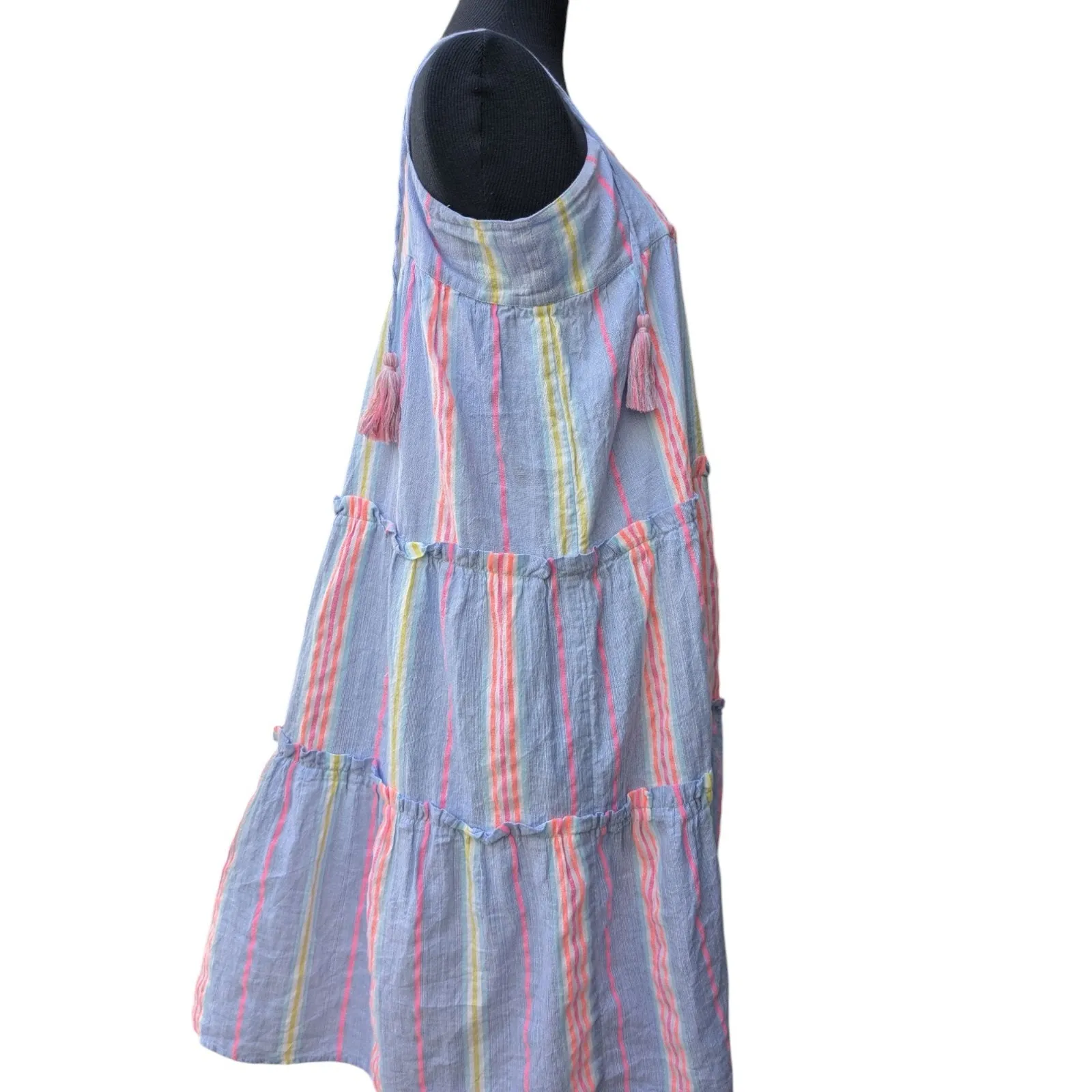 Anthropologie dRA Los Angeles Midi Dress Blue Colored Stripes Size Large - Image 3