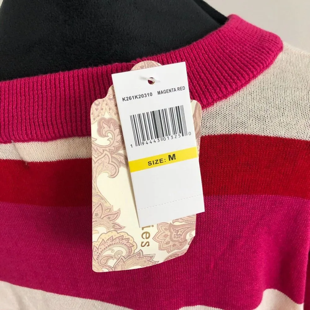 Band of Gypsies Womens Sweater Medium Pink Stripe Dolman Sleeve Oversized‎ NWT - Image 8