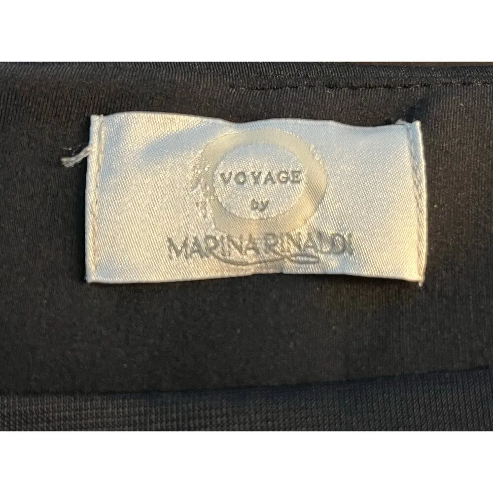 Marina Rinaldi Voyage Pencil Skirt XL Black Scuba Knit Midi Preppy Academia - Image 8