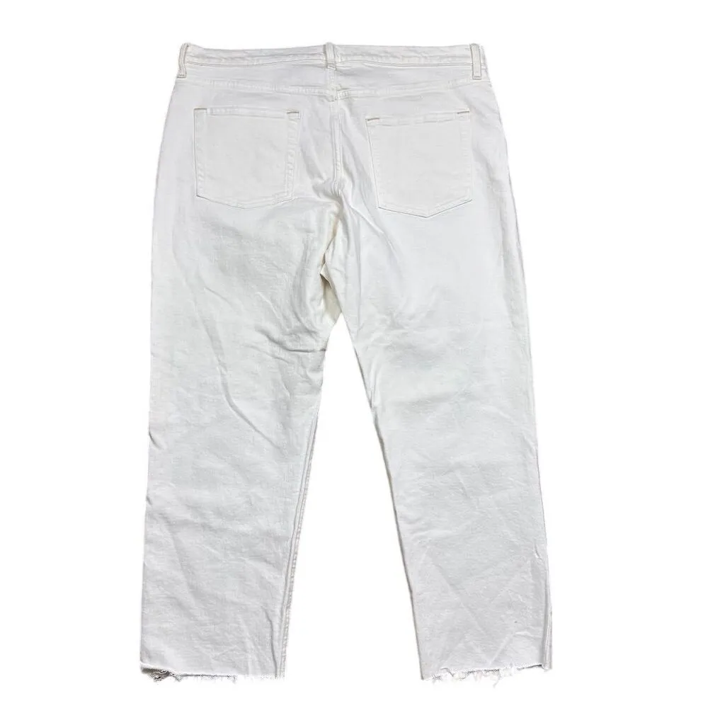 NWT GAP Women's High Rise Cheeky Straight Jeans Ecru Size 18 Raw Hem - Image 3