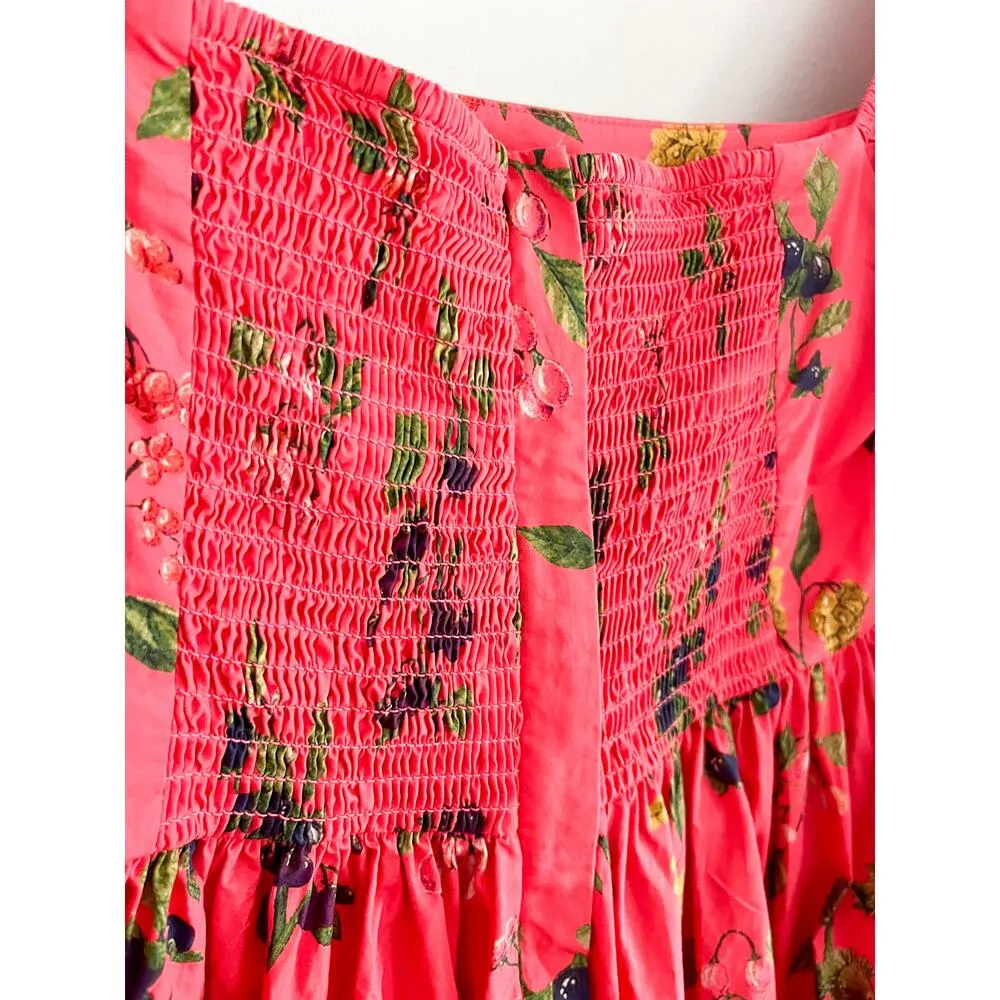 Cara Cara | Sip Sip Dress in Botanical Allover Coral | Sz XS Pink - Image 11