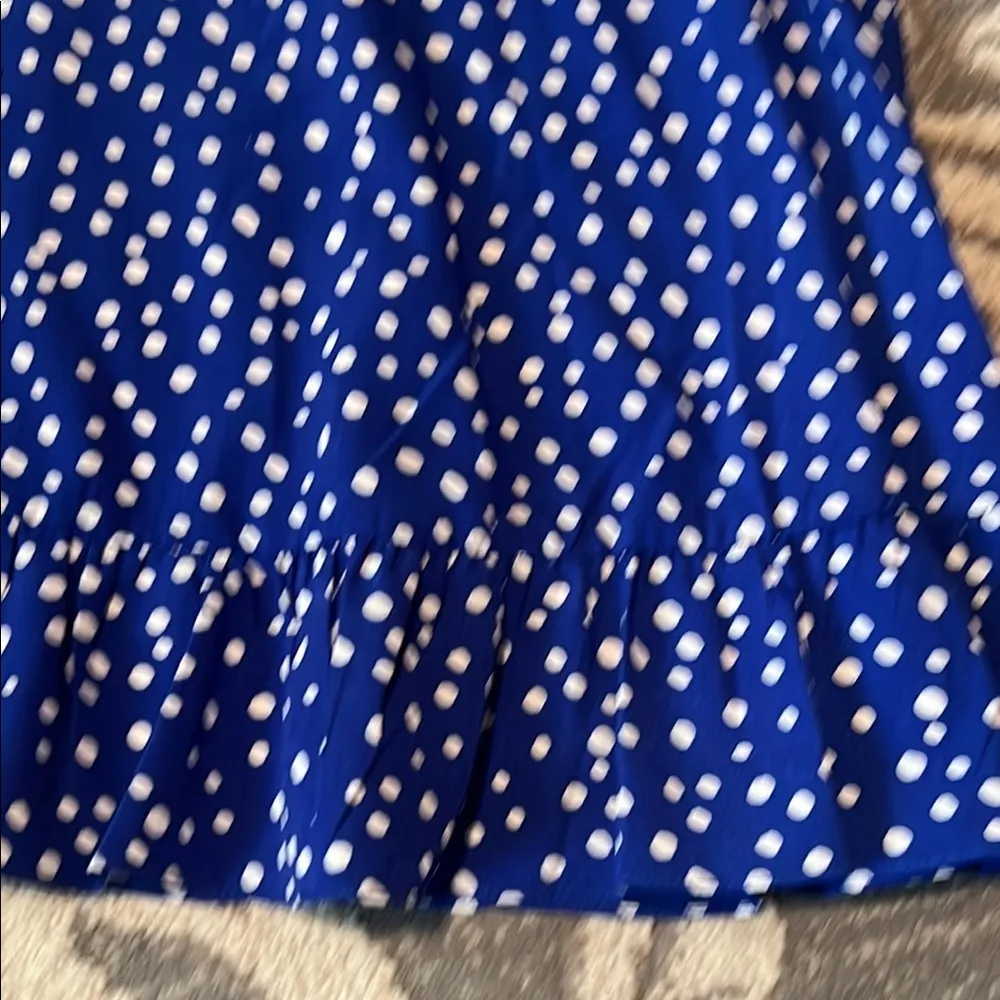 MELLODAY Blue and White Polka Dot Dress zips in back like new - Image 2