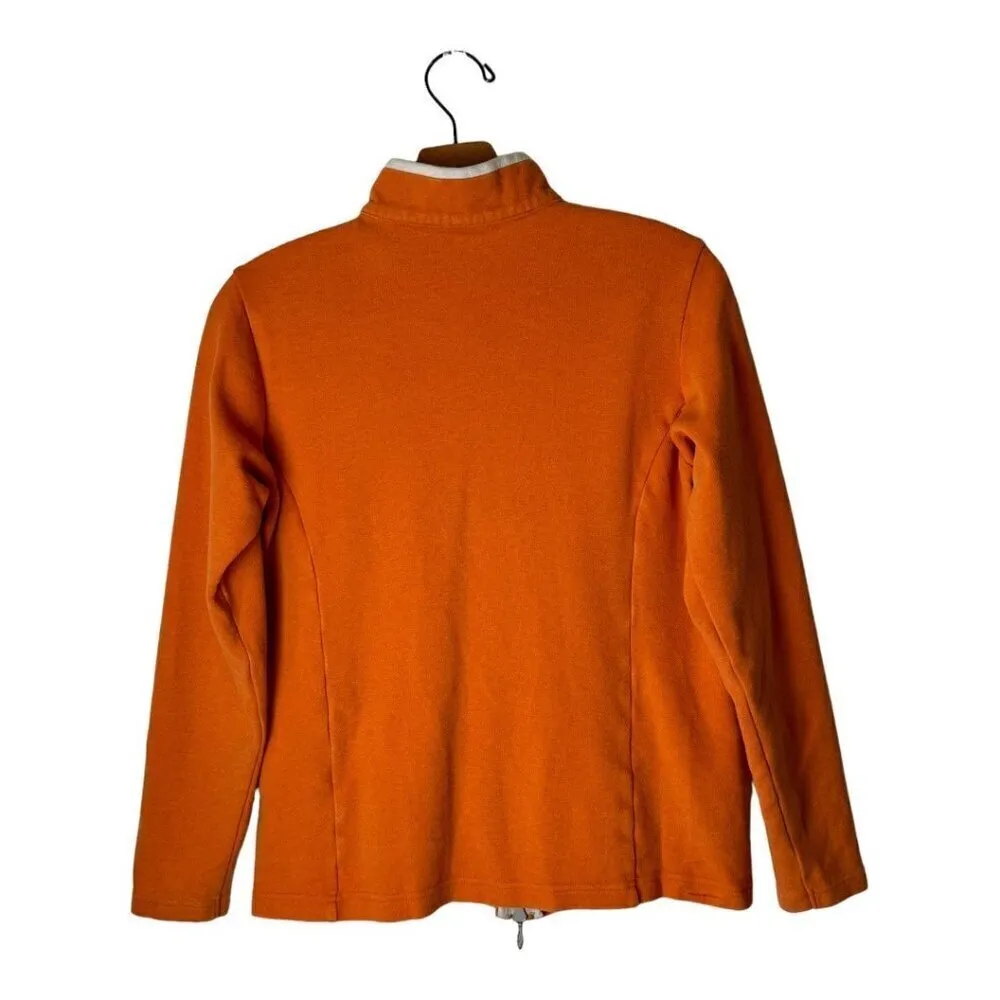 Peter Millar Sweatshirt Women Small Orange Cotton‎ Full Zip Mock Neck Outdoor - Image 2