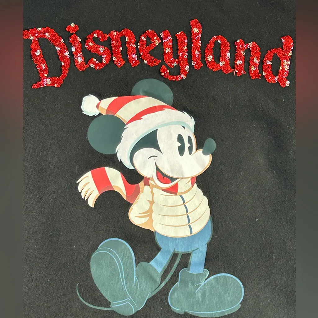 Disneyland Resort Mickey Mouse holiday bling red sequins short sleeve t-shirt 1X - Image 3