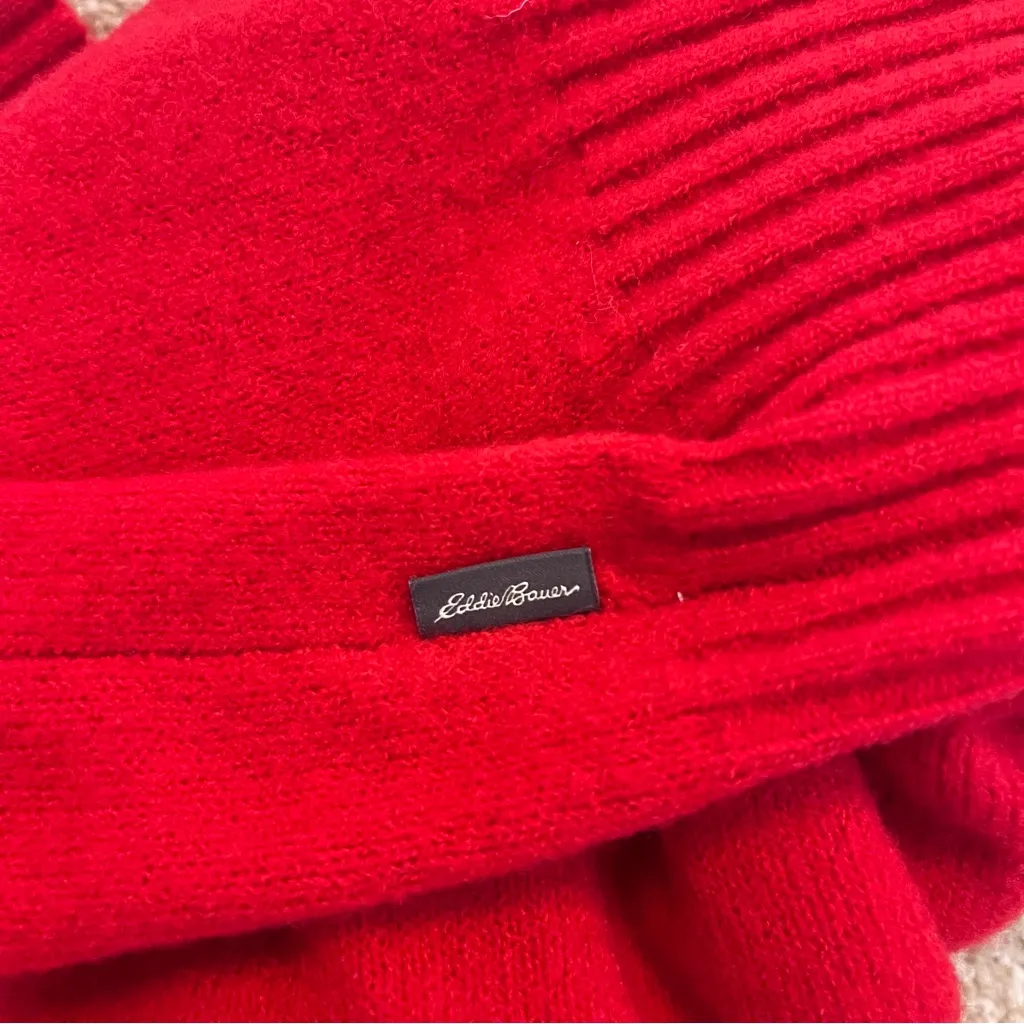 Eddie Bauer Alpine Route Essential Red Sweater 1/4 Zip Mock Neck Size Large - Image 8