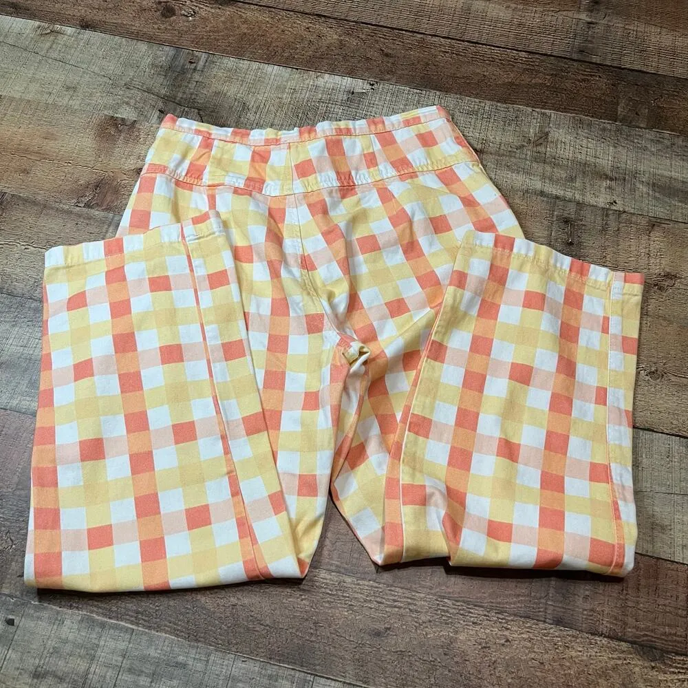 Free People Women's 100% Cotton She's All That Plaid Crop High Waist Pants Sz 8 - Image 7