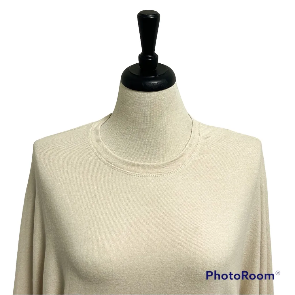 Mono B Natural Beige Dolman Sleeve Wide Cuff Soft Brush Knit Top NWT Large - Image 4