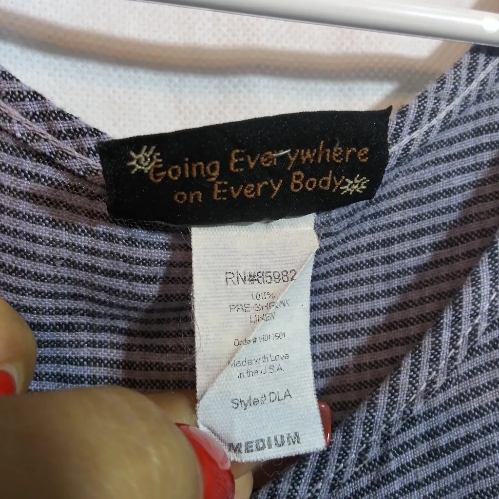 Liz & Jane Natural Linen Stripe Sleeveless Button - Image 8