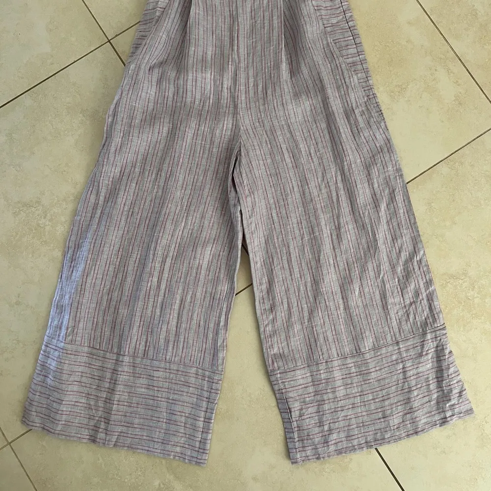 Anthropologie Nantucket Ruffled Jumpsuit Elevenses Size 8 Stripe Pink Lavender - Image 8