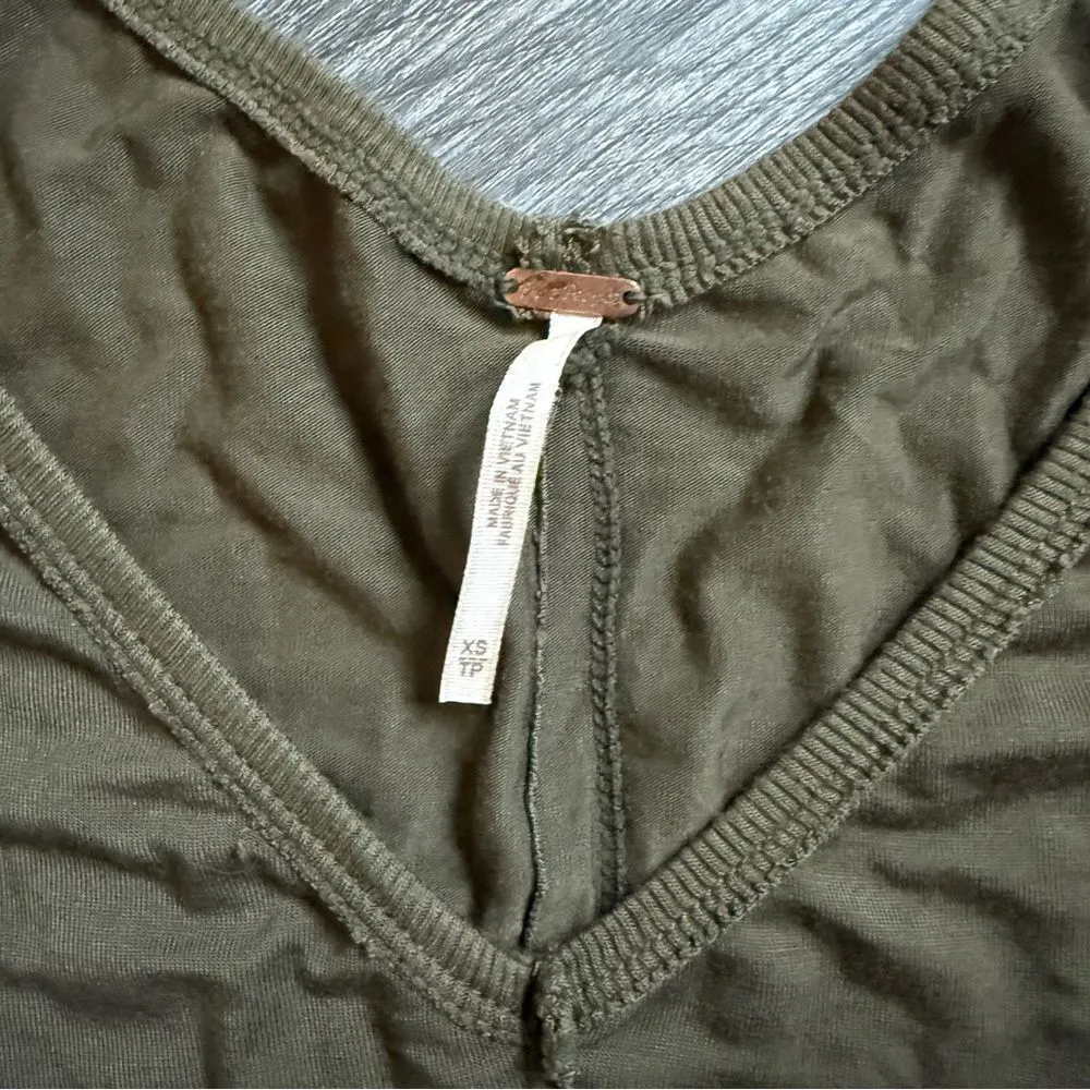 Free People Moonshine Tunic Army Green Dolman Ribbed Sleeve XS - Image 4