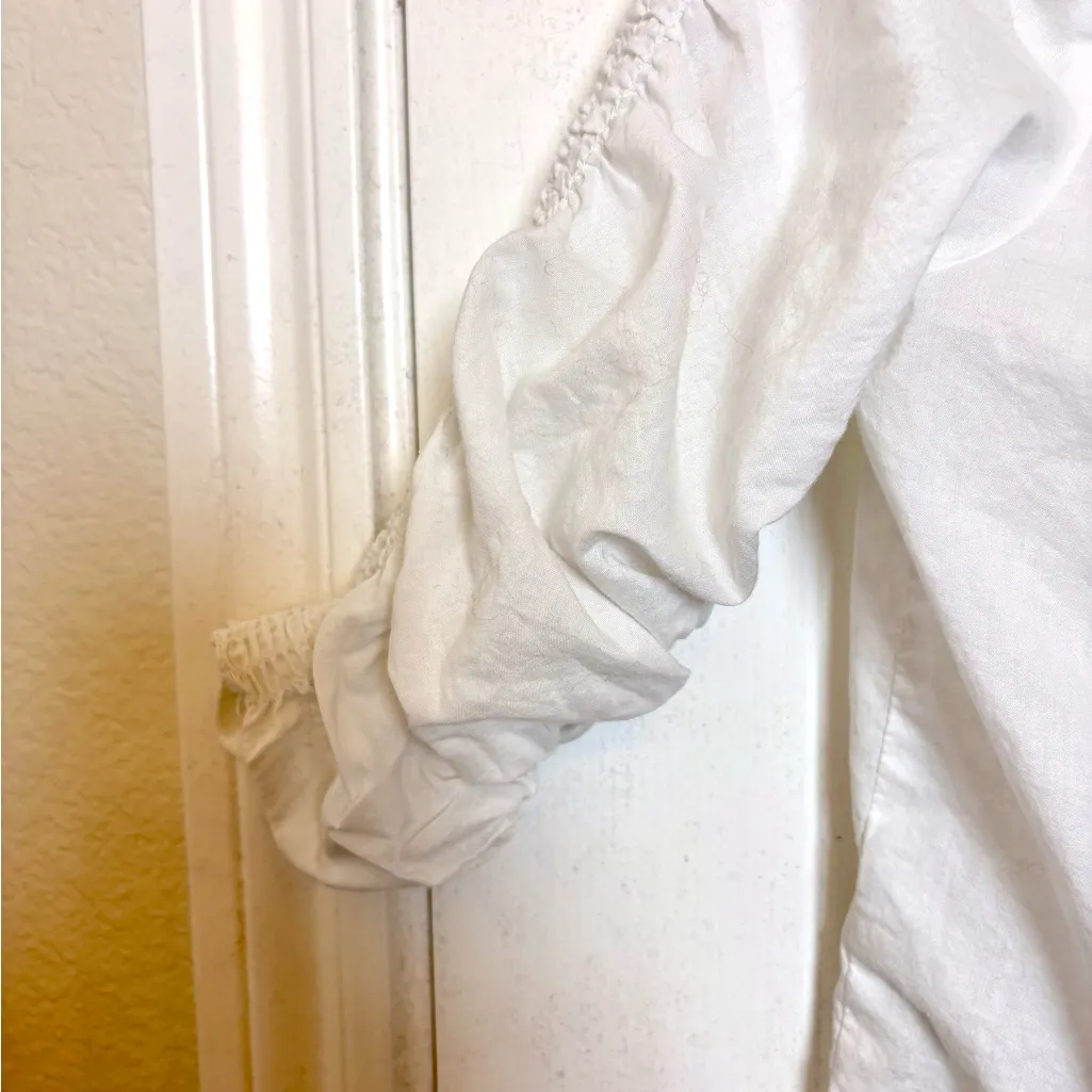 Veronica Beard Porta Ruched Button-Front Shirt White Cotton Blouse Size Small - Image 11