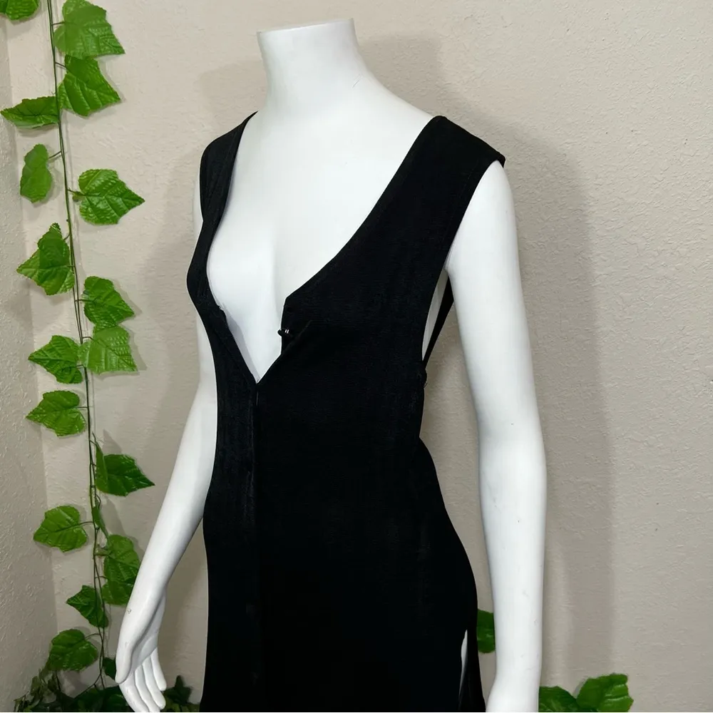 Pola Black Button Down Vest Dress - Image 12