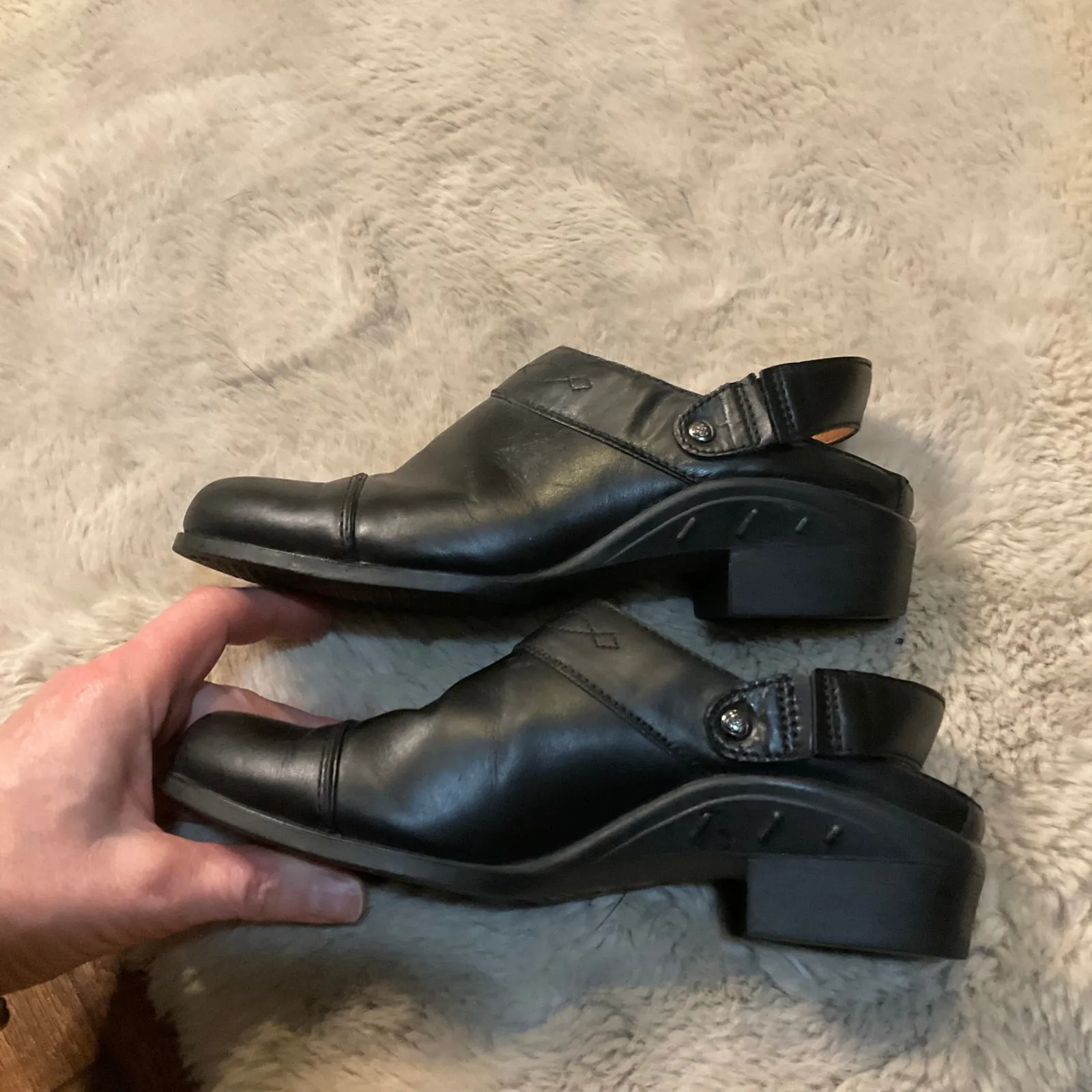 Ariat ATS Cap Toe‎ Mule Size 6.5 Black Leather Slip On Womens Comfort Slide Clog - Image 3