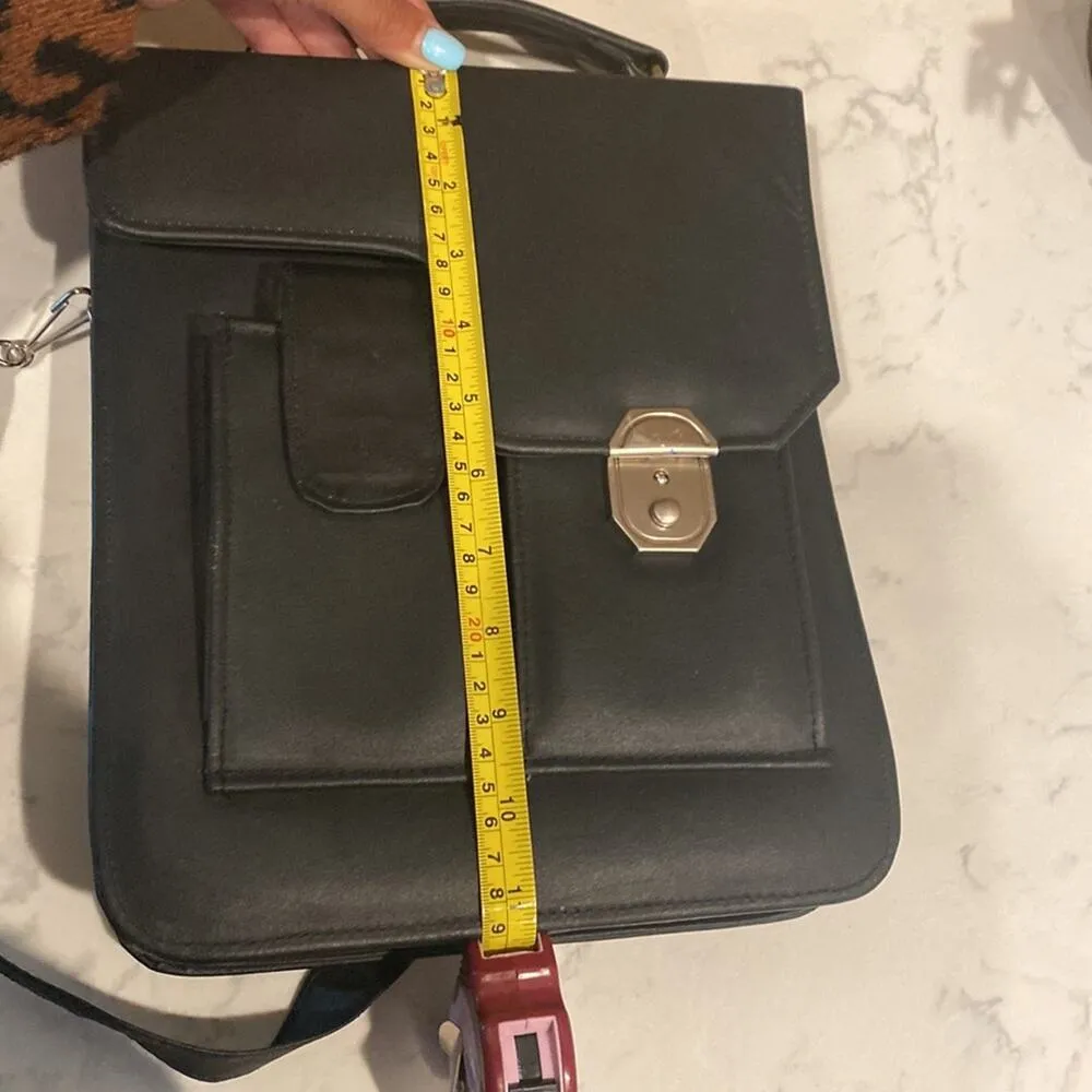 Vintage black nylon created and made in Mexico crossbody bag lock and key - Image 13