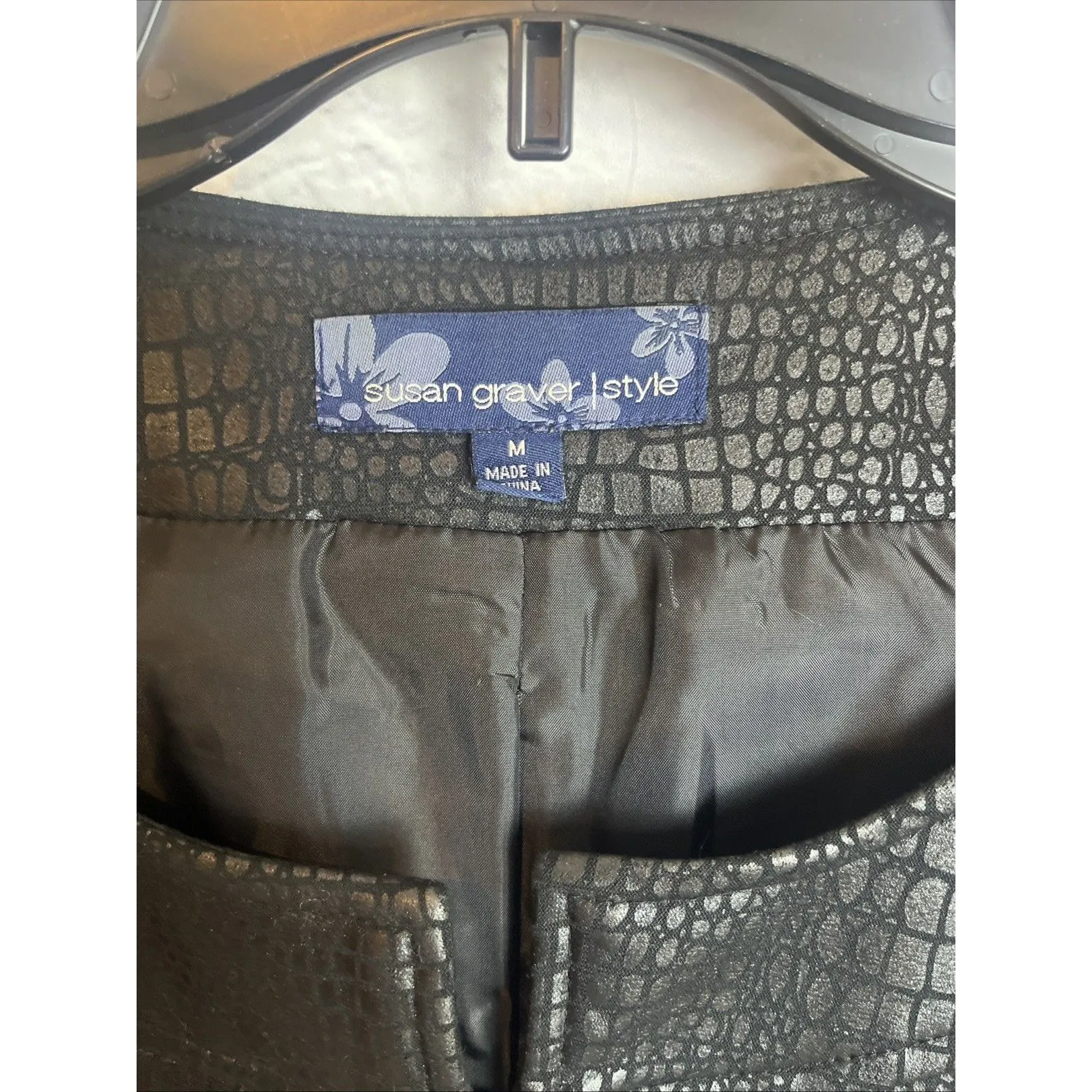 Susan Graver Women’s Faux Alligator Leather Zip Swing Chic Jacket Size Medium - Image 3