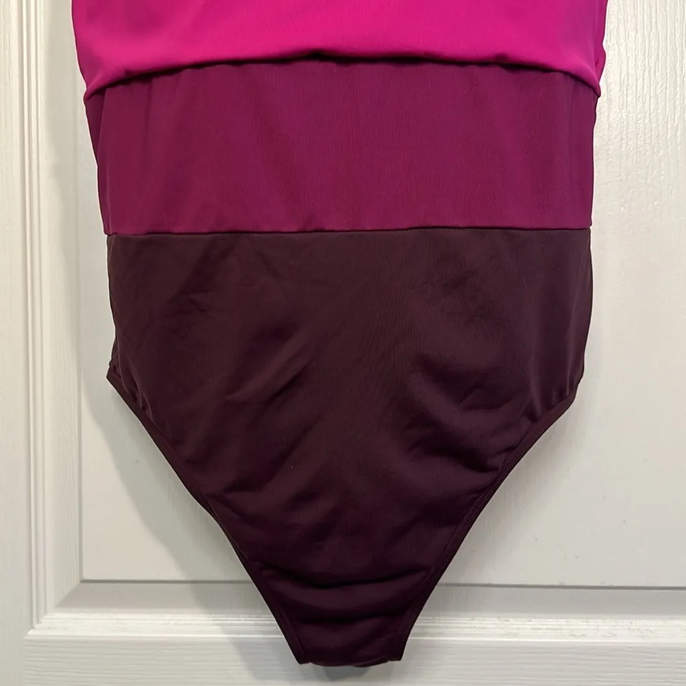 Athleta Coastline Colorblock Electric Fuchsia Swimsuit Size XL EUC #1562 - Image 3