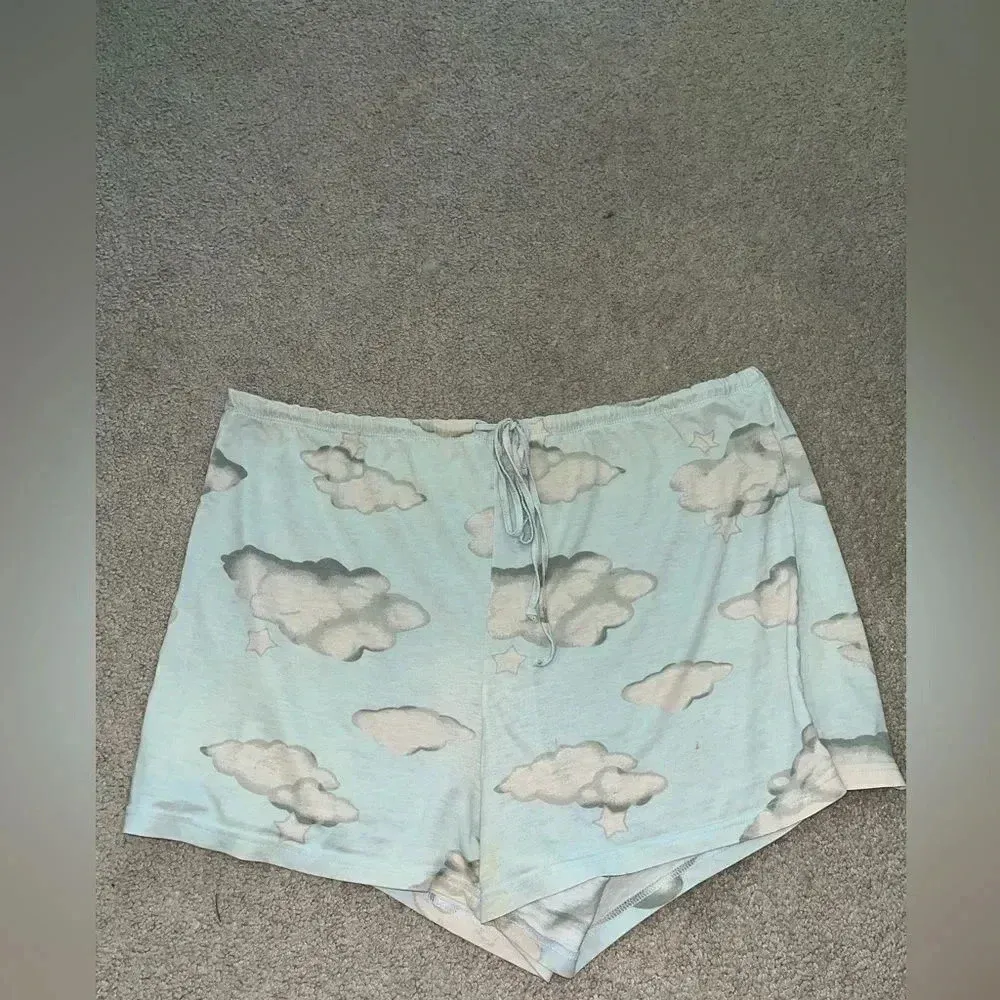 Vintage 80s ESLEEP Medium Cloud Pajama Set Shorts & Top Blue - Image 8