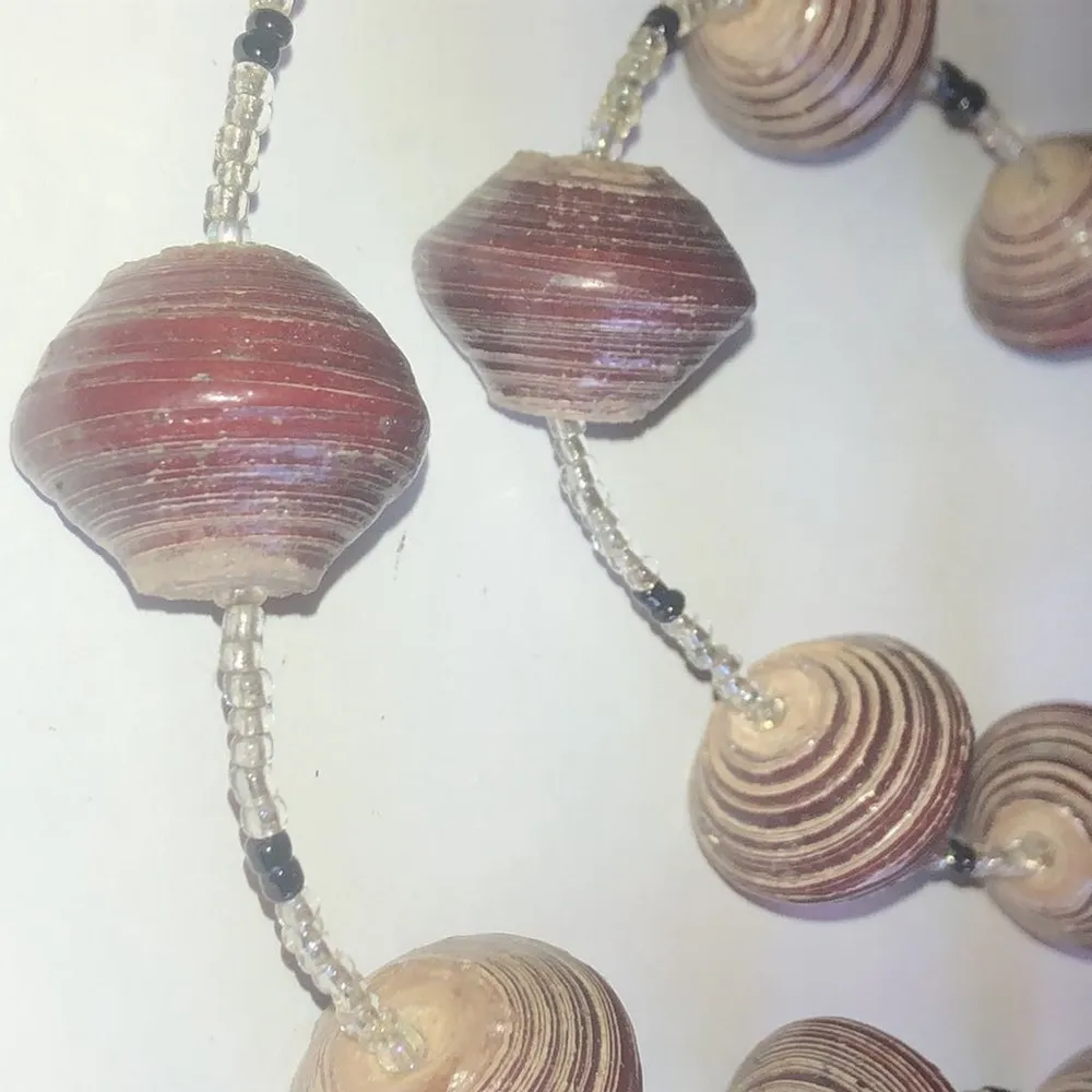 Vintage Boho Seed Bead Chunky Shell Beaded Retro Necklace - Image 3