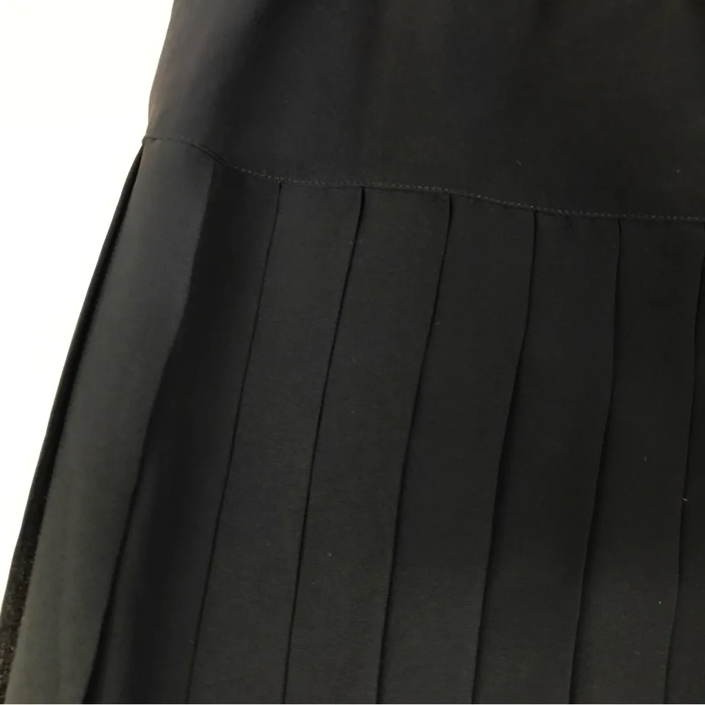 VINTAGE 80s Black Pleated Drop Waist Midi Skirt Plus Size 18 West Germany - Image 4