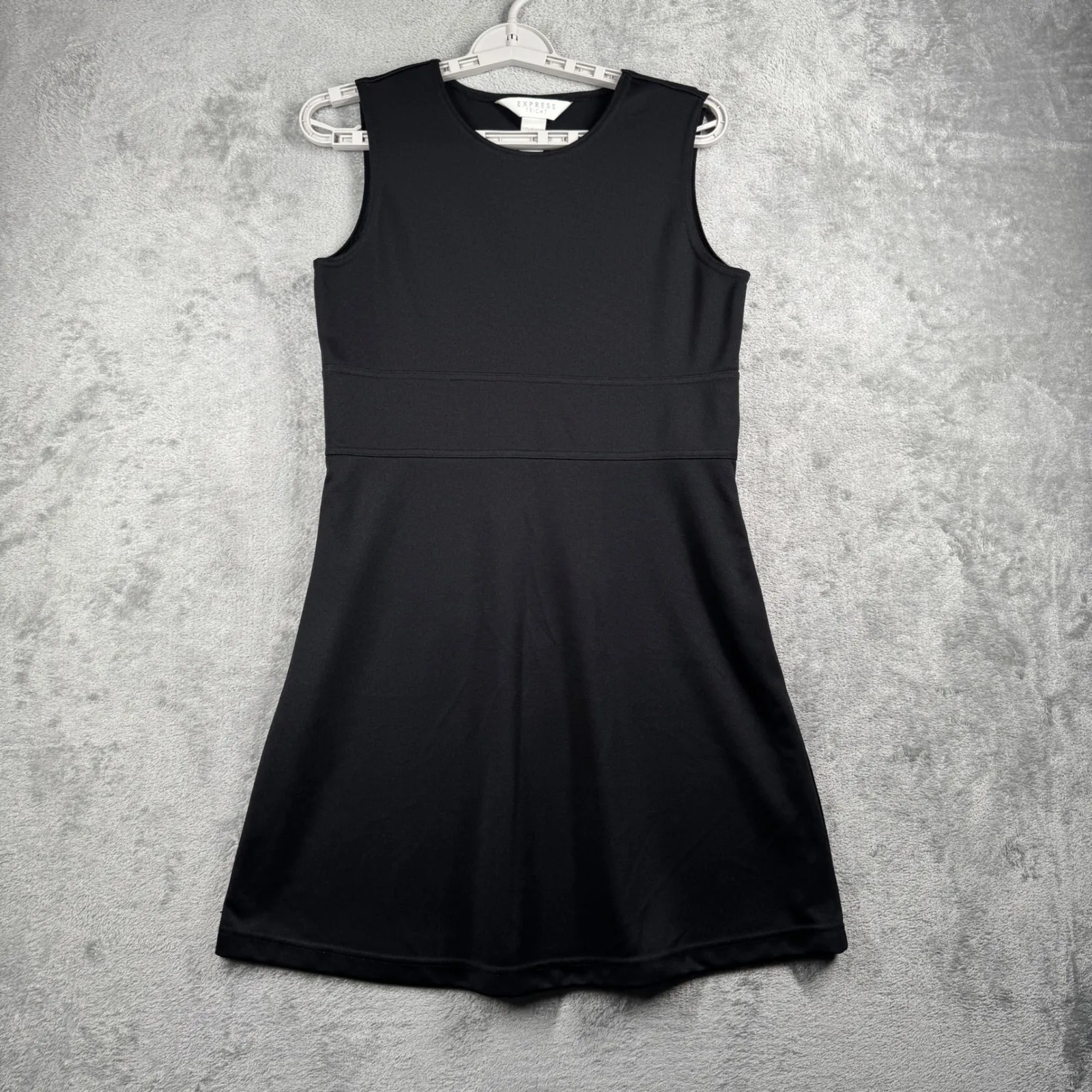Express Tricot Dress Black Sleeveless Fit‎ & Flare Womens M Minimalist Retro Y2K - Image 2