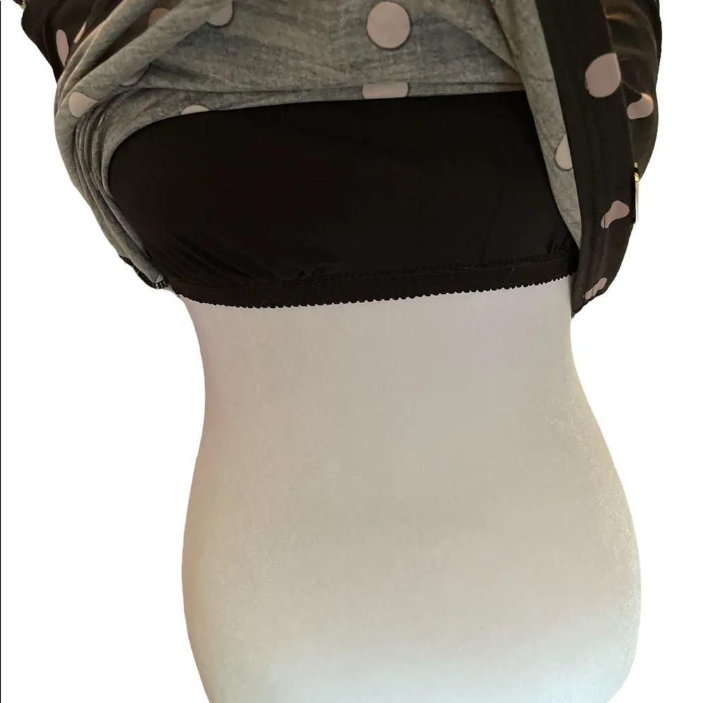 Swim Bathing Suit Top only Black with Gray Polka dots Loose Fit Small - Image 4