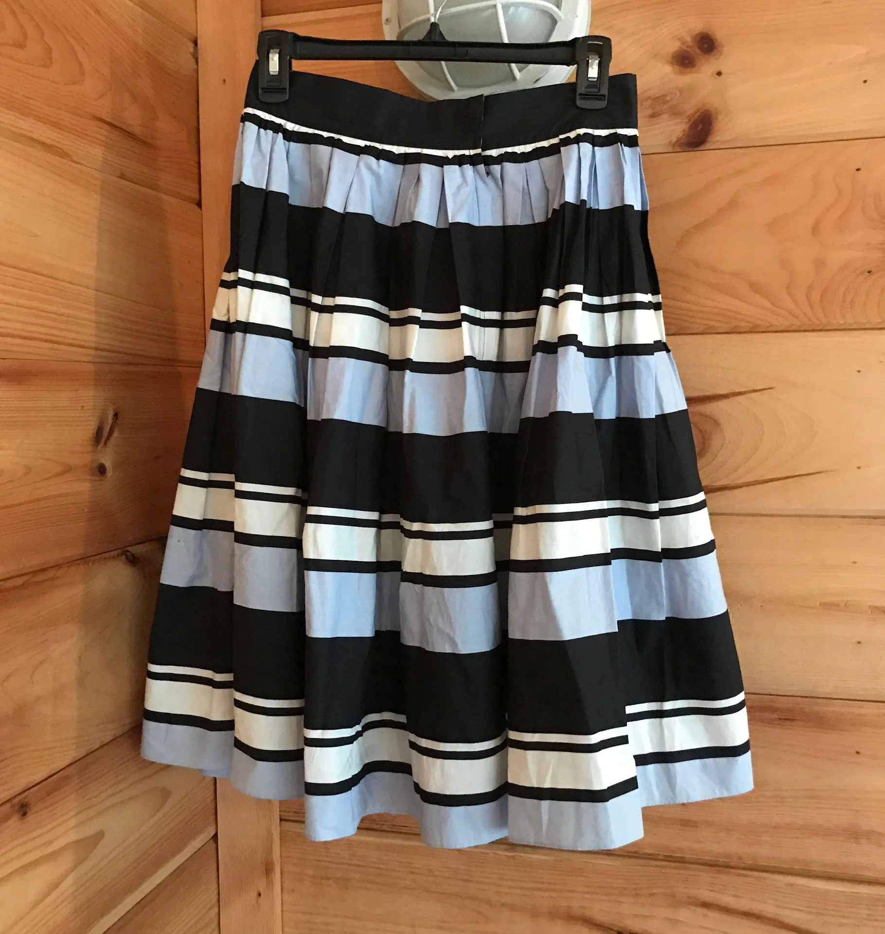 AMAZING BLUE/WHITE STRIPED  MIDI SKATER SKIRT - Image 5