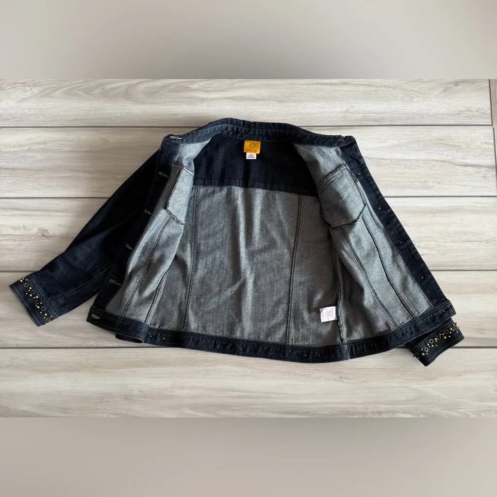 Ruby Rd. Bronze Studded Denim Jacket Blue Size 10 EUC - Image 4