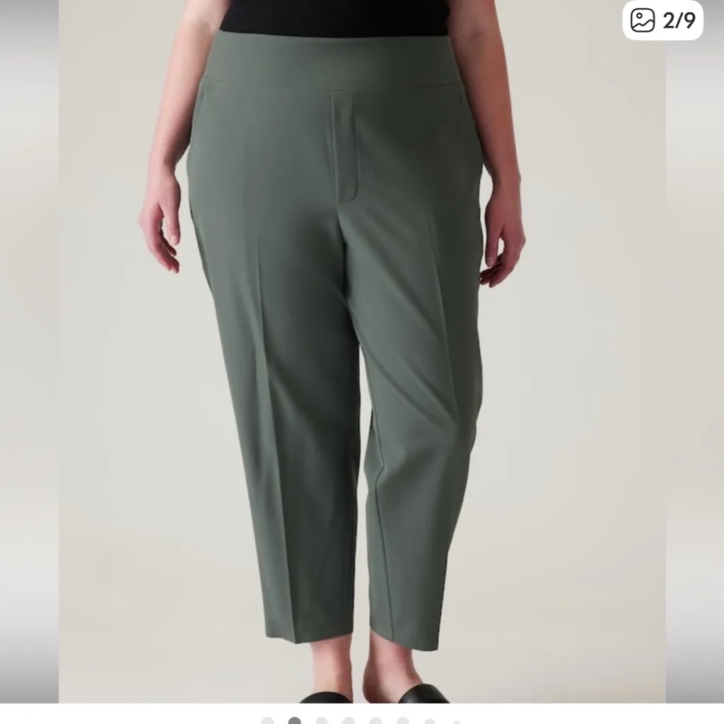 Athleta Endless Pant Plus Size 14 Petite Bali Green Straight Leg Side Zip Pocket - Image 3