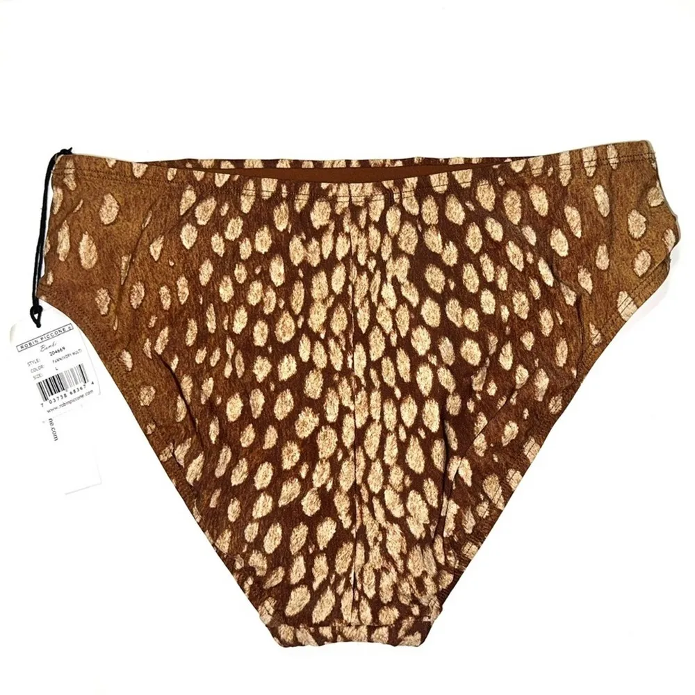 NWT Robin Piccone Bambi High Waist Bikini Bottom in Fawn Ivory LARGE - Image 4