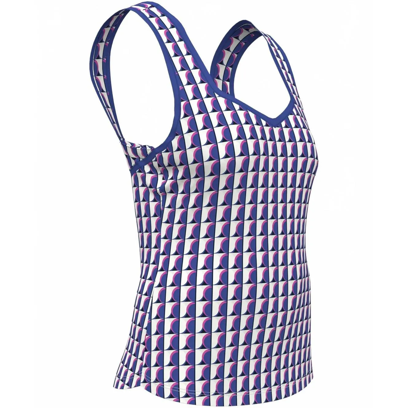 Penguin Geo Print Sweetheart Neckline Back Knot Tennis Tank Top Nebulas Blue - Image 4